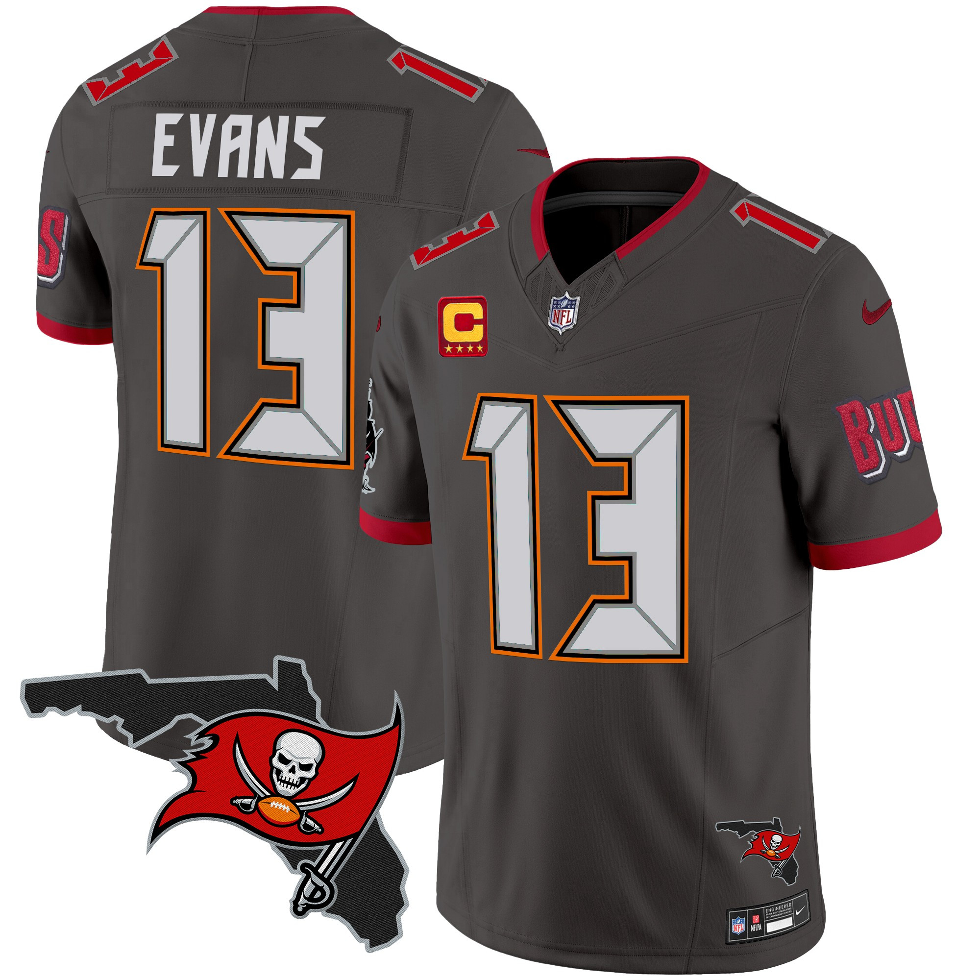 Mike Evans Men's Tampa Bay Buccaneers Florida Patch Vapor Limited Pewter Jersey - All Stitched
