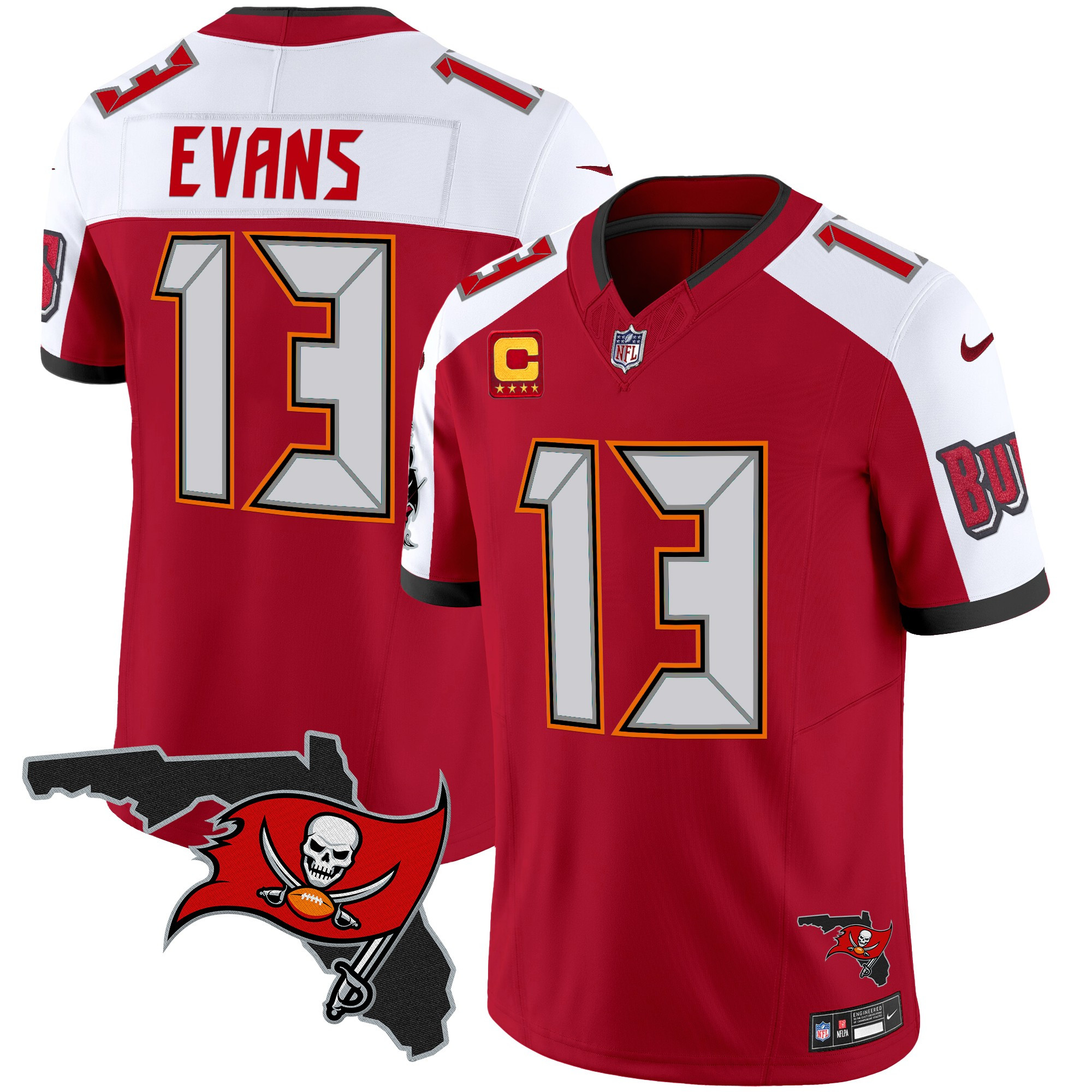 Mike Evans Men's Tampa Bay Buccaneers Florida Patch Vapor Limited Red Alternate Jersey - All Stitched