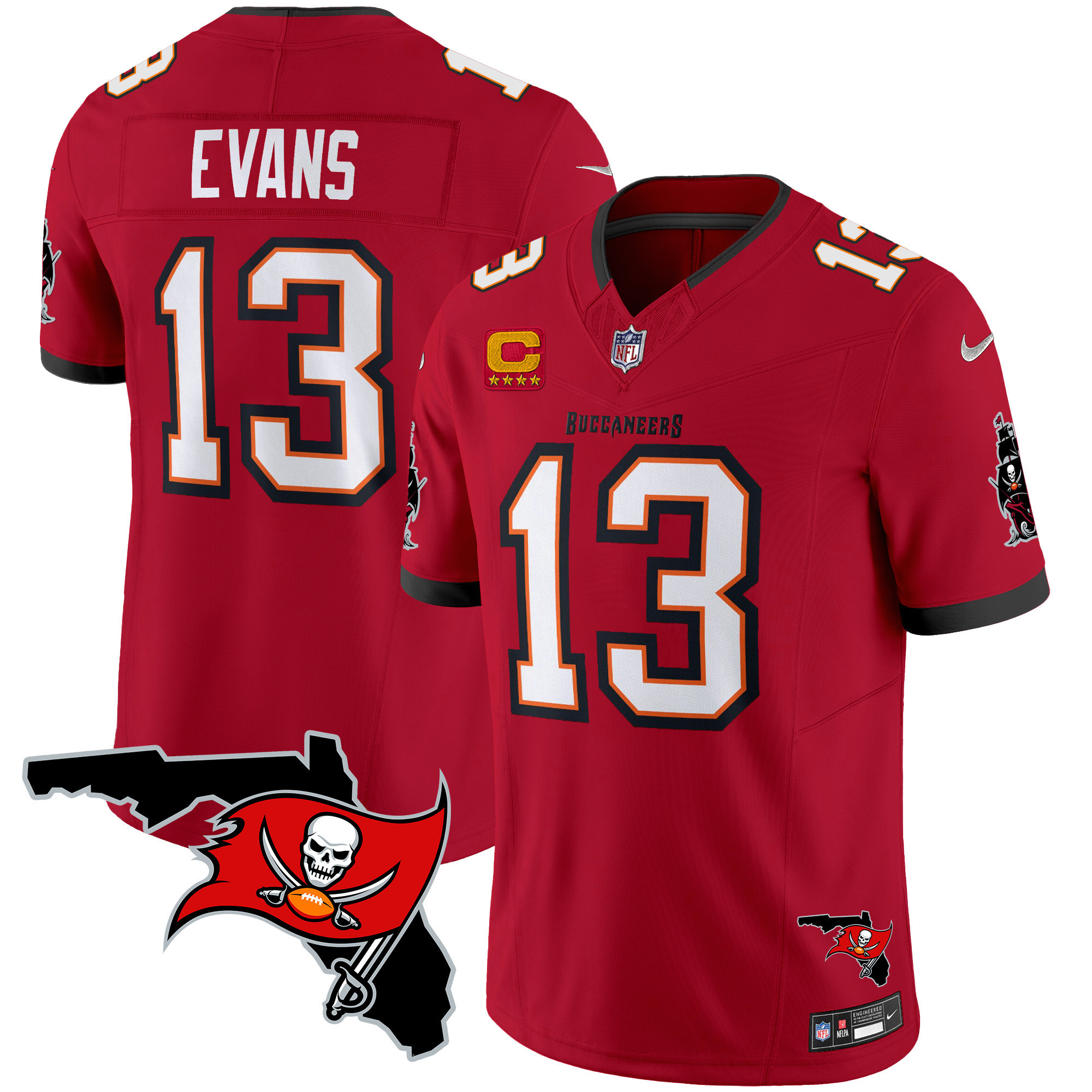 Mike Evans Men's Tampa Bay Buccaneers Florida Patch Vapor Limited Red Jersey - All Stitched