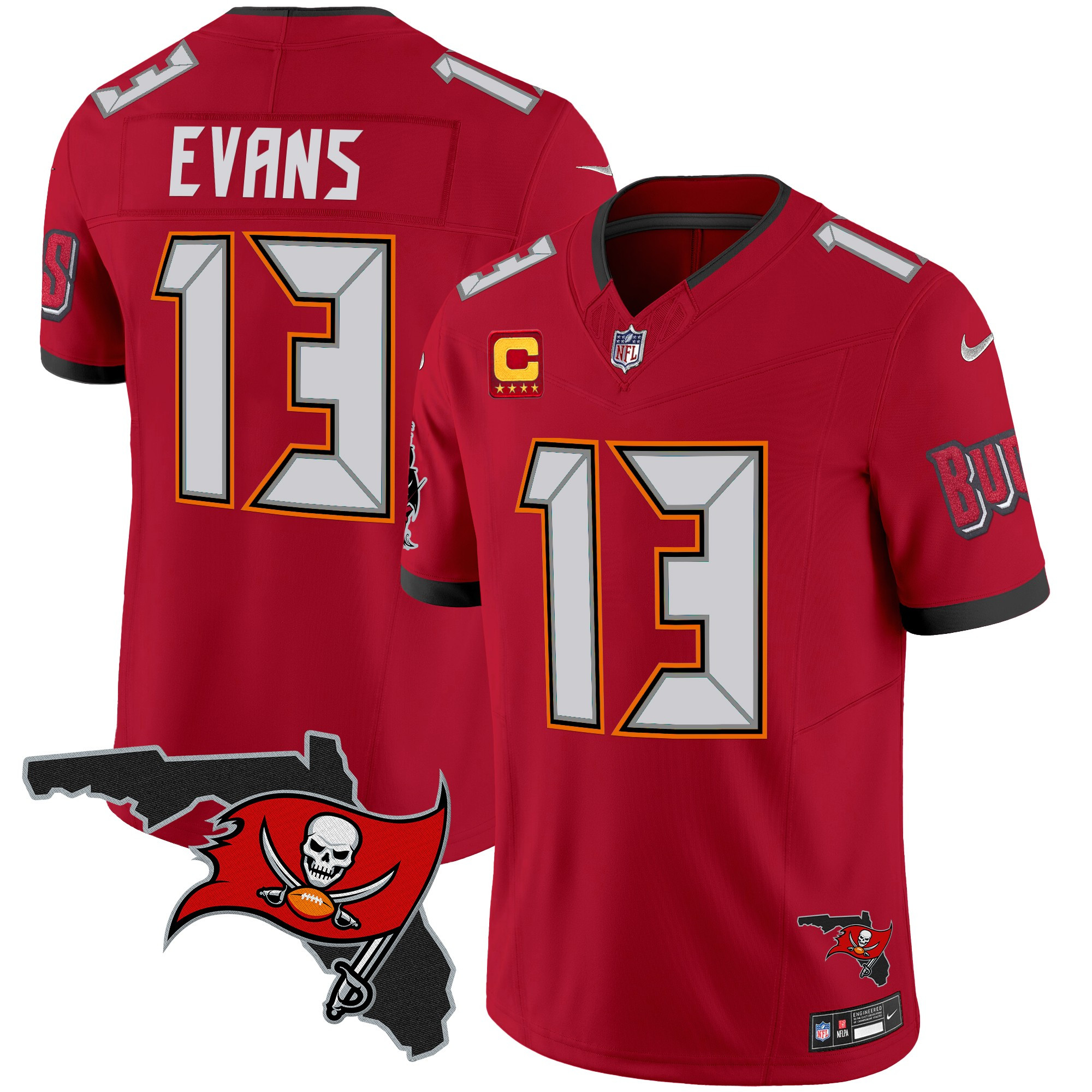 Mike Evans Men's Tampa Bay Buccaneers Florida Patch Vapor Limited Red Jersey - All Stitched