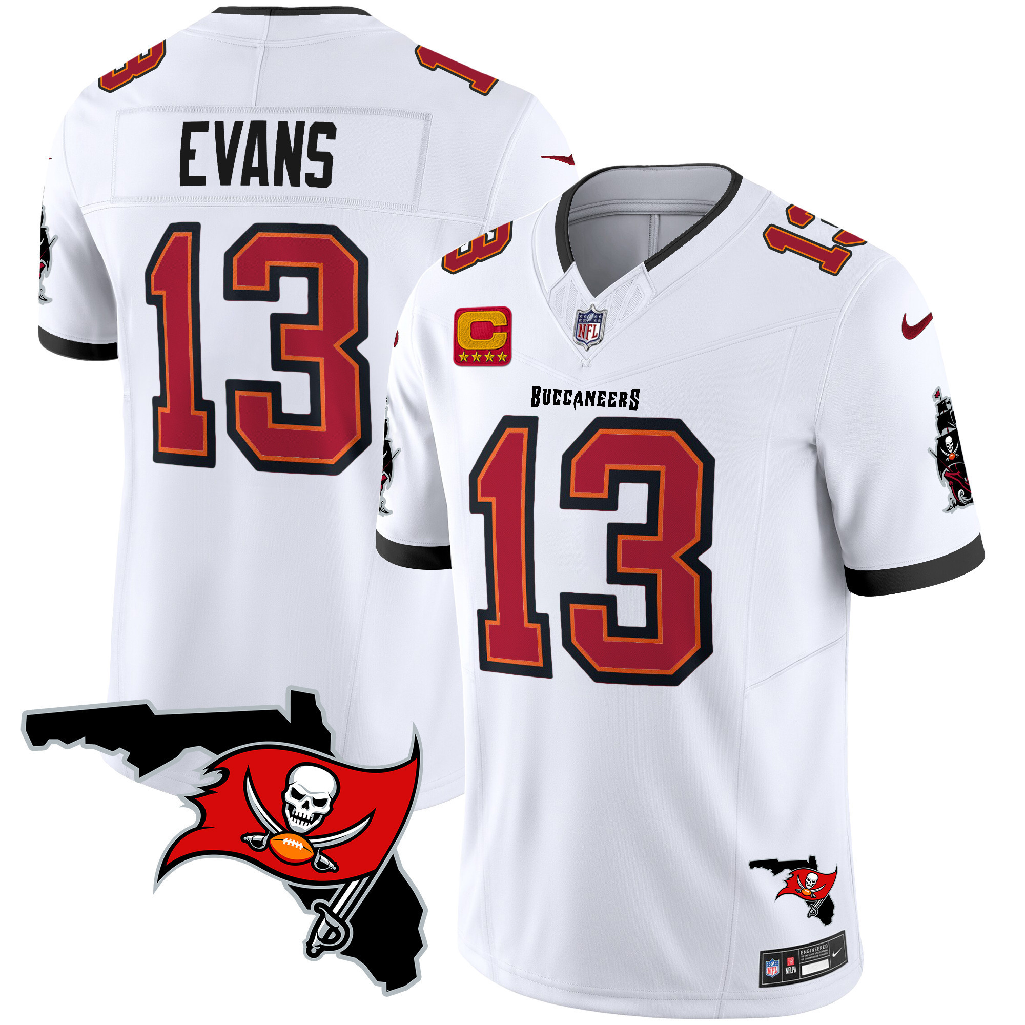 Mike Evans Men's Tampa Bay Buccaneers Florida Patch Vapor Limited White Jersey - All Stitched