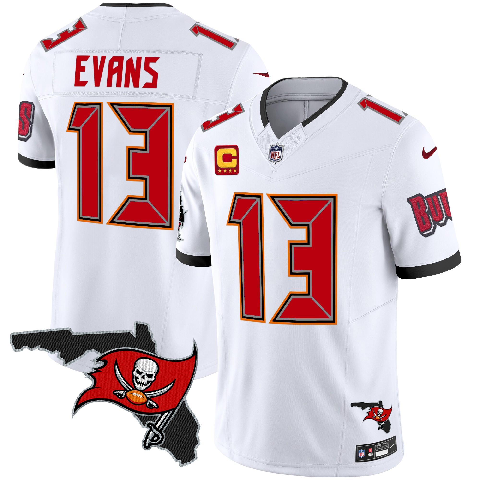 Mike Evans Men's Tampa Bay Buccaneers Florida Patch Vapor Limited White Jersey - All Stitched