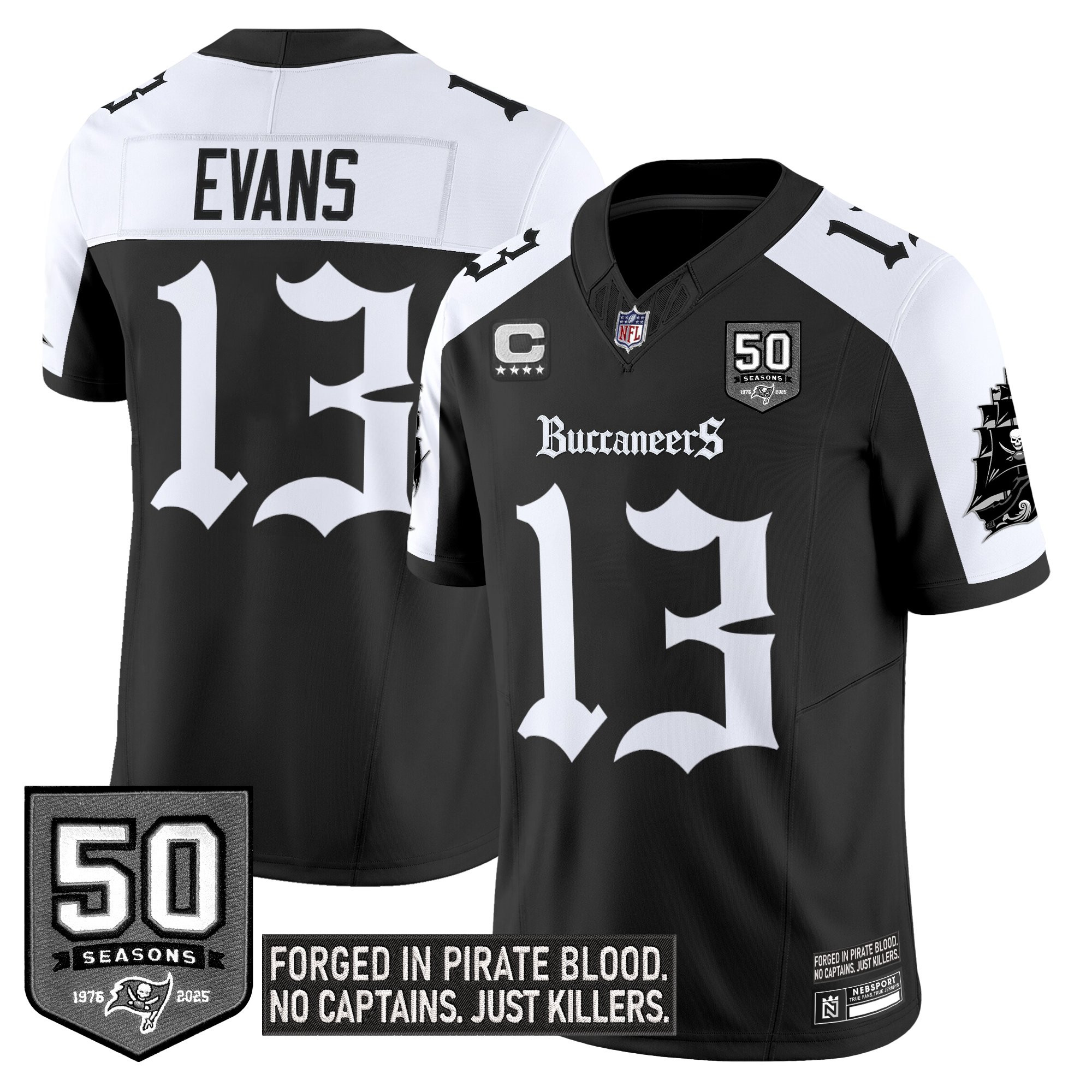 Mike Evans Men's Tampa Bay Buccaneers 'Gothic Pirate Shadows Edition' Limited Alternate Jersey - All Stitched