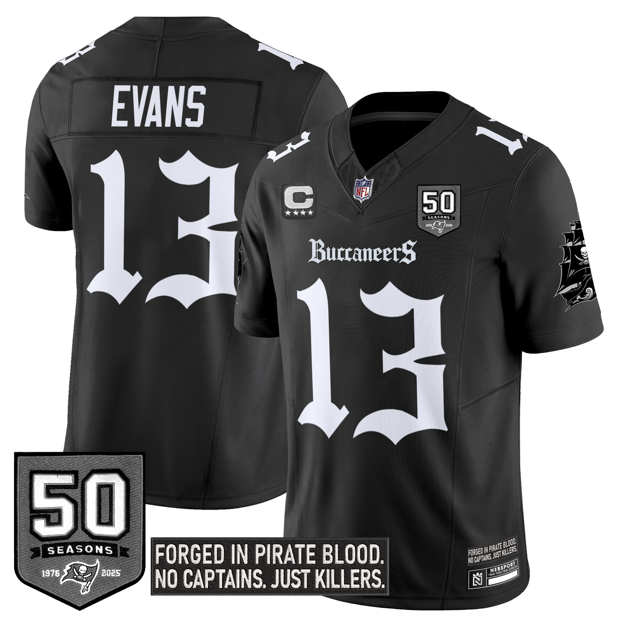 Mike Evans Men's Tampa Bay Buccaneers 'Gothic Pirate Shadows Edition' Limited Black Jersey - All Stitched