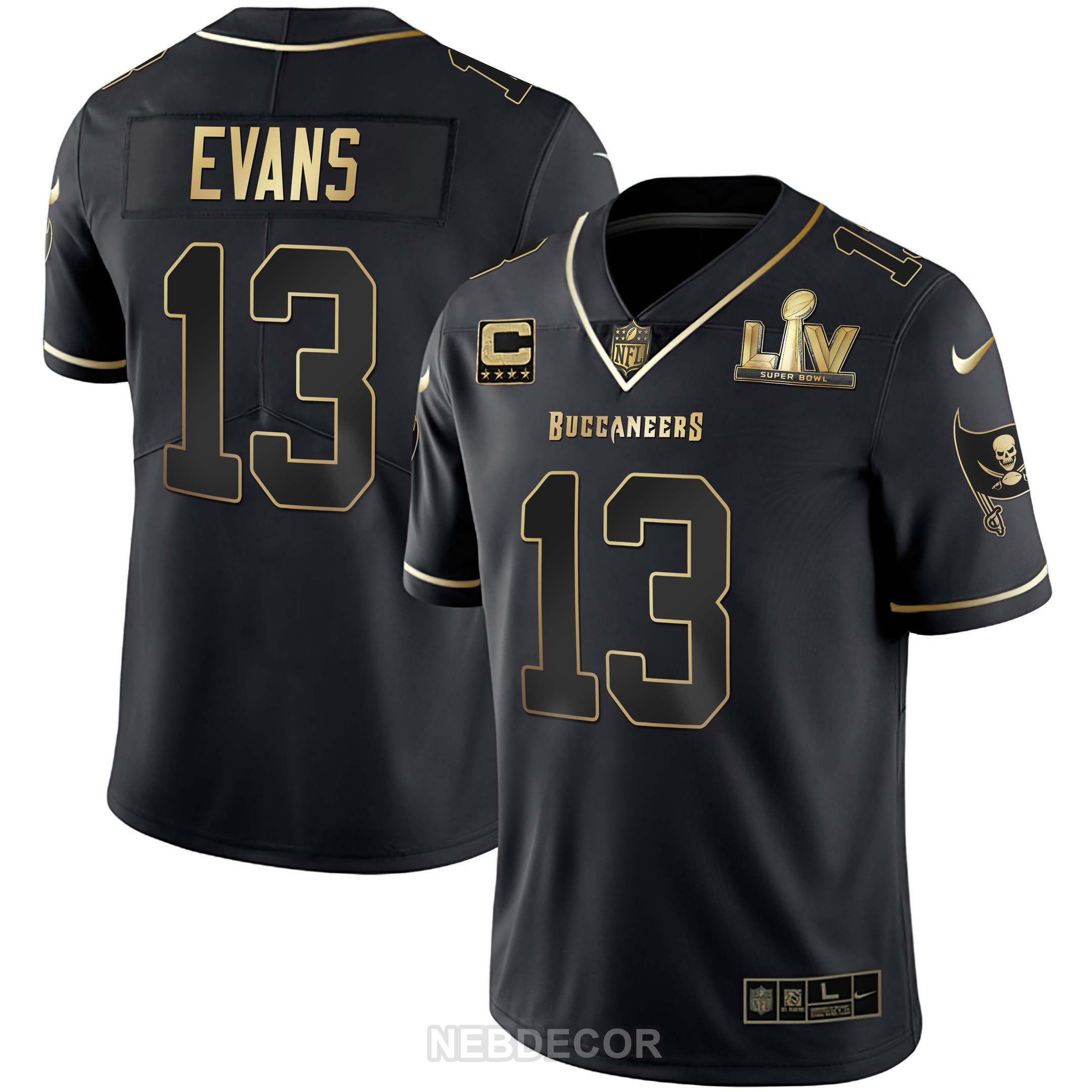 Mike Evans Men's Tampa Bay Buccaneers Super Bowl LIV White Gold & Black Gold Black Gold Jersey - All Stitched