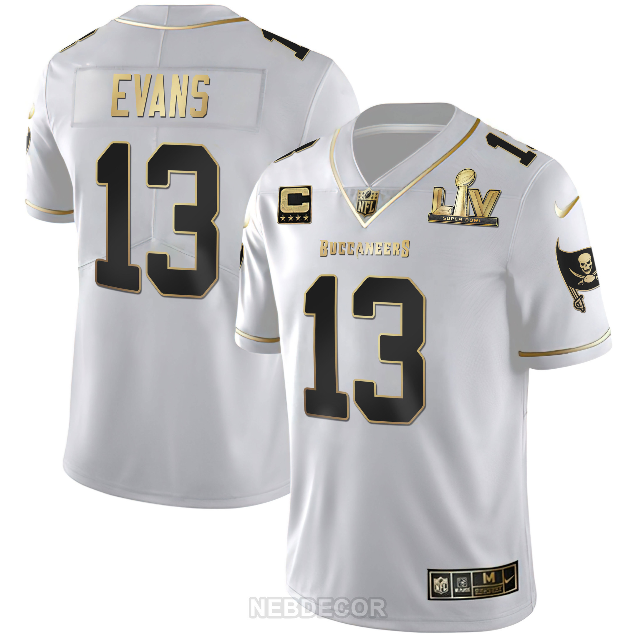 Mike Evans Men's Tampa Bay Buccaneers Super Bowl LIV White Gold & Black Gold White Gold Jersey - All Stitched