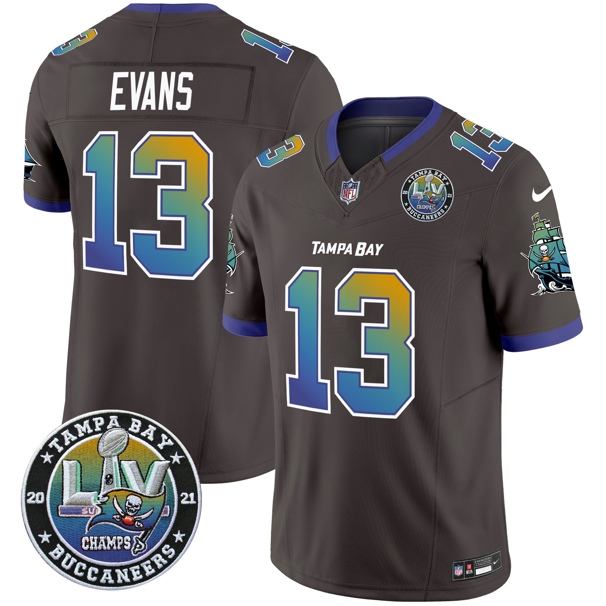 Mike Evans Men's Tampa Bay Buccaneers "Tampa City" Super Bowl LIV Patch Vapor Limited Pewter Jersey - All Stitched