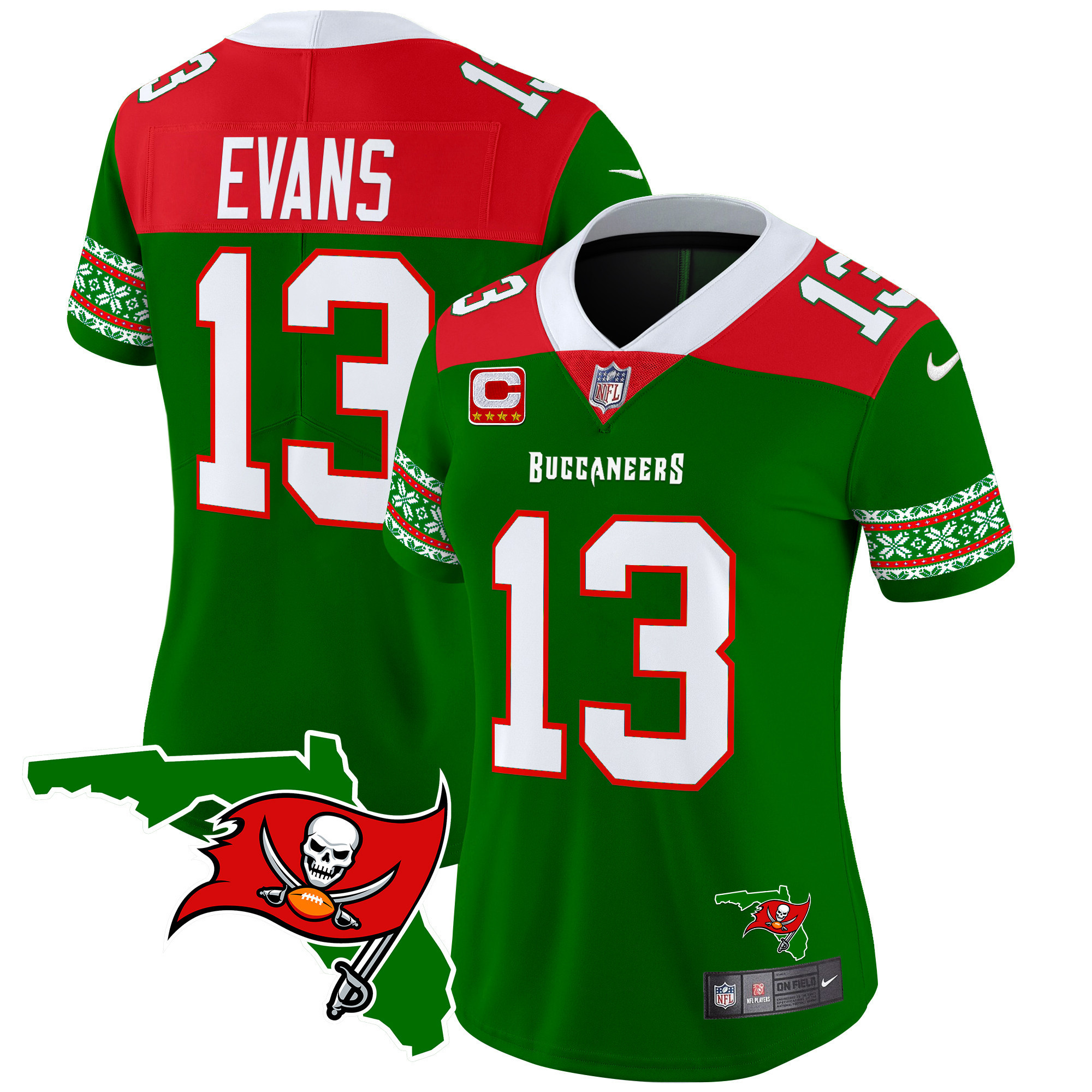 Mike Evans Women's Tampa Bay Buccaneers 2024 Christmas Vapor Limited Green Jersey - All Stitched