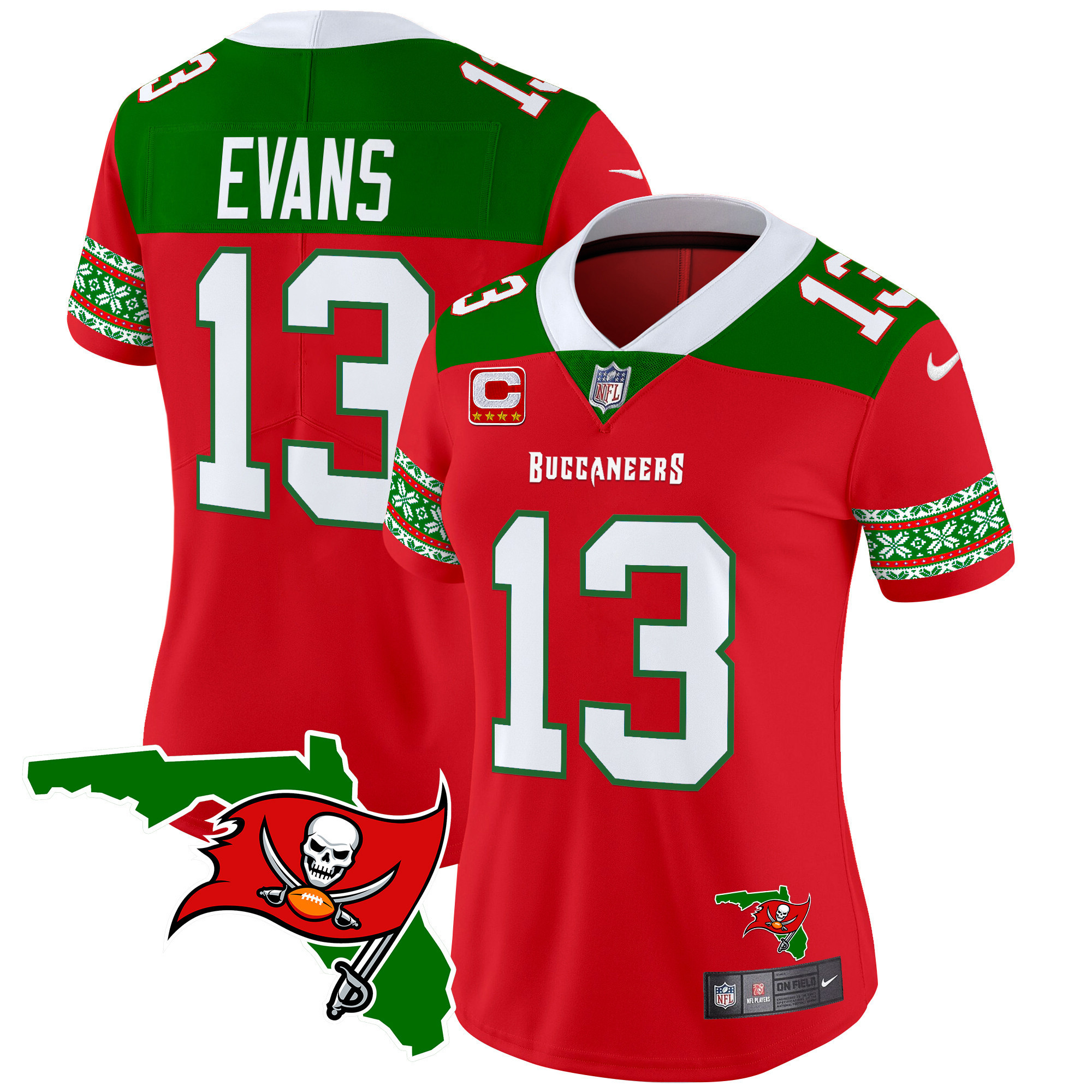 Mike Evans Women's Tampa Bay Buccaneers 2024 Christmas Vapor Limited Red Jersey - All Stitched