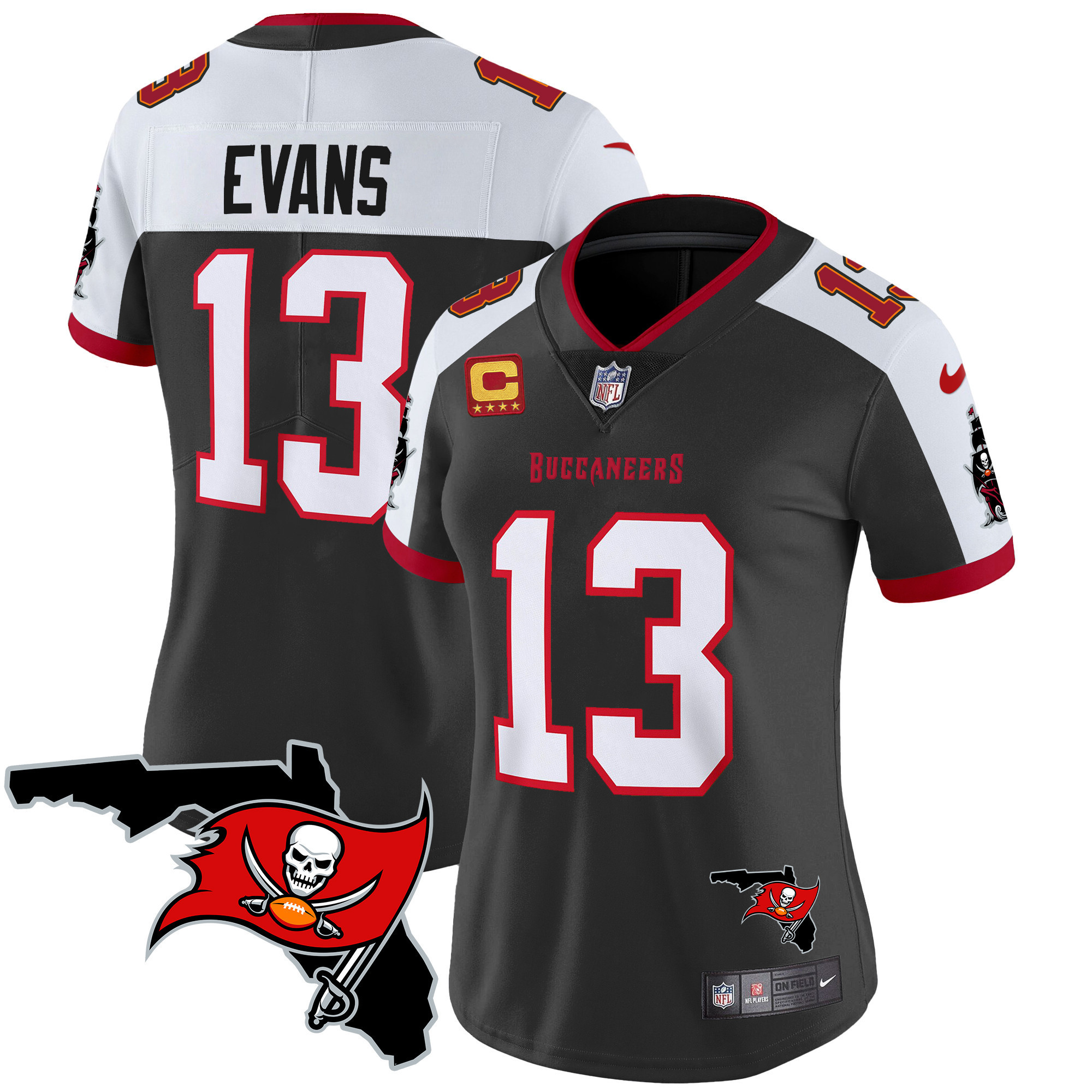 Mike Evans Women's Tampa Bay Buccaneers Florida Patch Vapor Limited Black Alternate Jersey - All Stitched