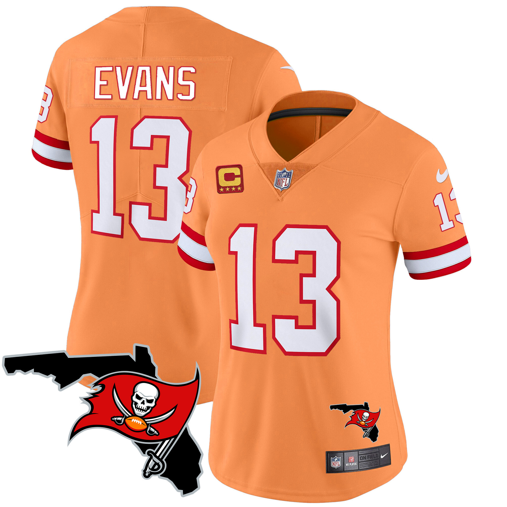 Mike Evans Women's Tampa Bay Buccaneers Florida Patch Vapor Limited Orange Jersey - All Stitched