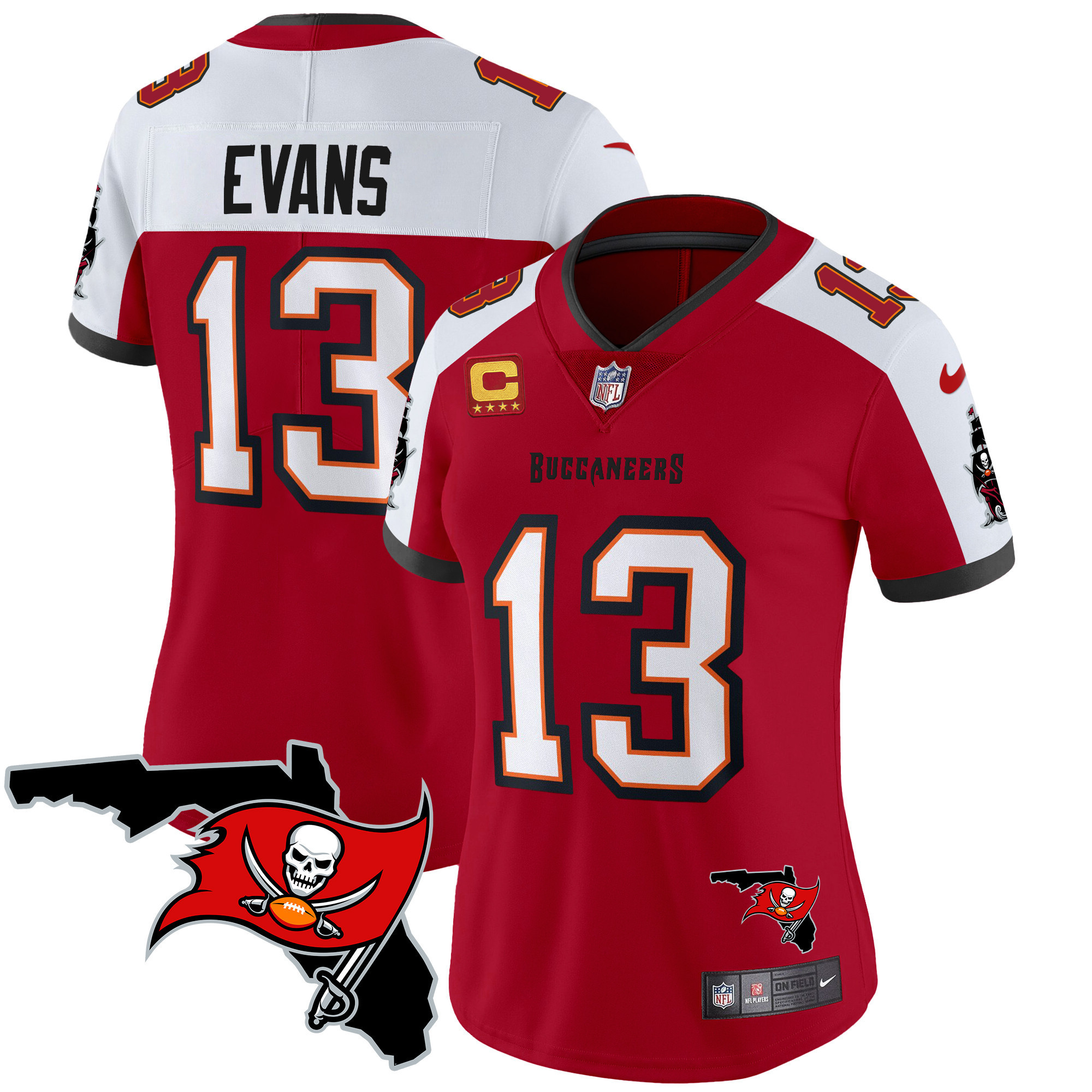 Mike Evans Women's Tampa Bay Buccaneers Florida Patch Vapor Limited Red Alternate Jersey - All Stitched