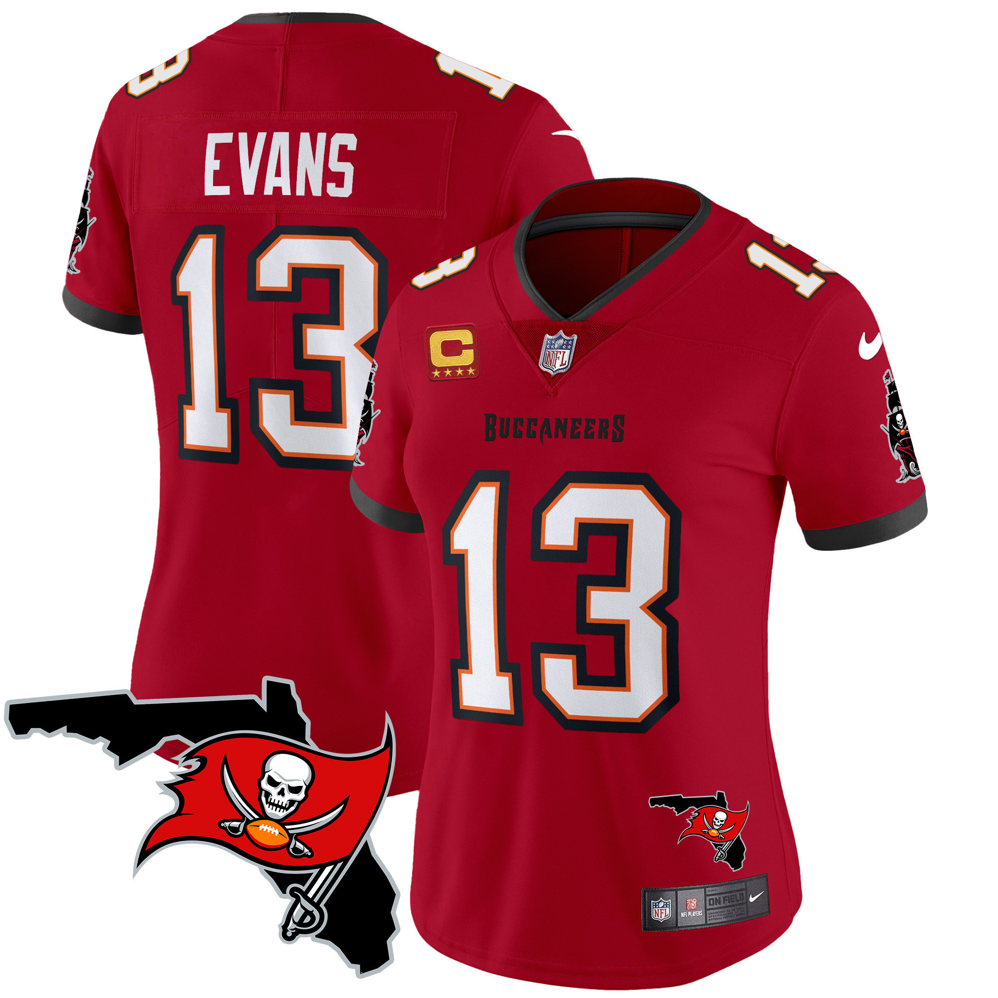Mike Evans Women's Tampa Bay Buccaneers Florida Patch Vapor Limited Red Jersey - All Stitched