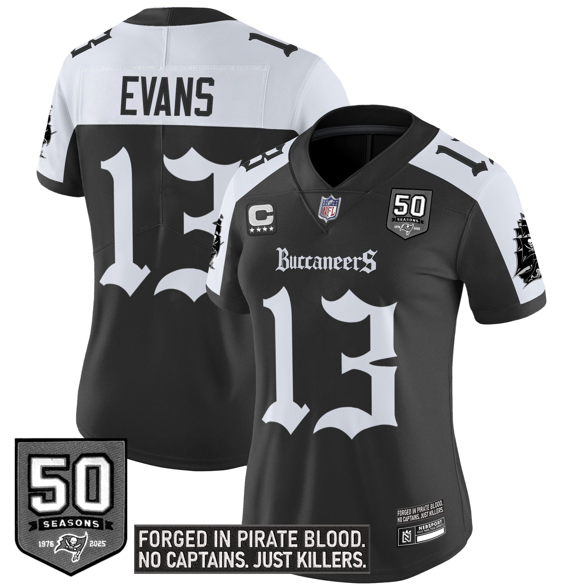 Mike Evans Women's Tampa Bay Buccaneers 'Gothic Pirate Shadows Edition' Vapor Limited Alternate Jersey - All Stitched