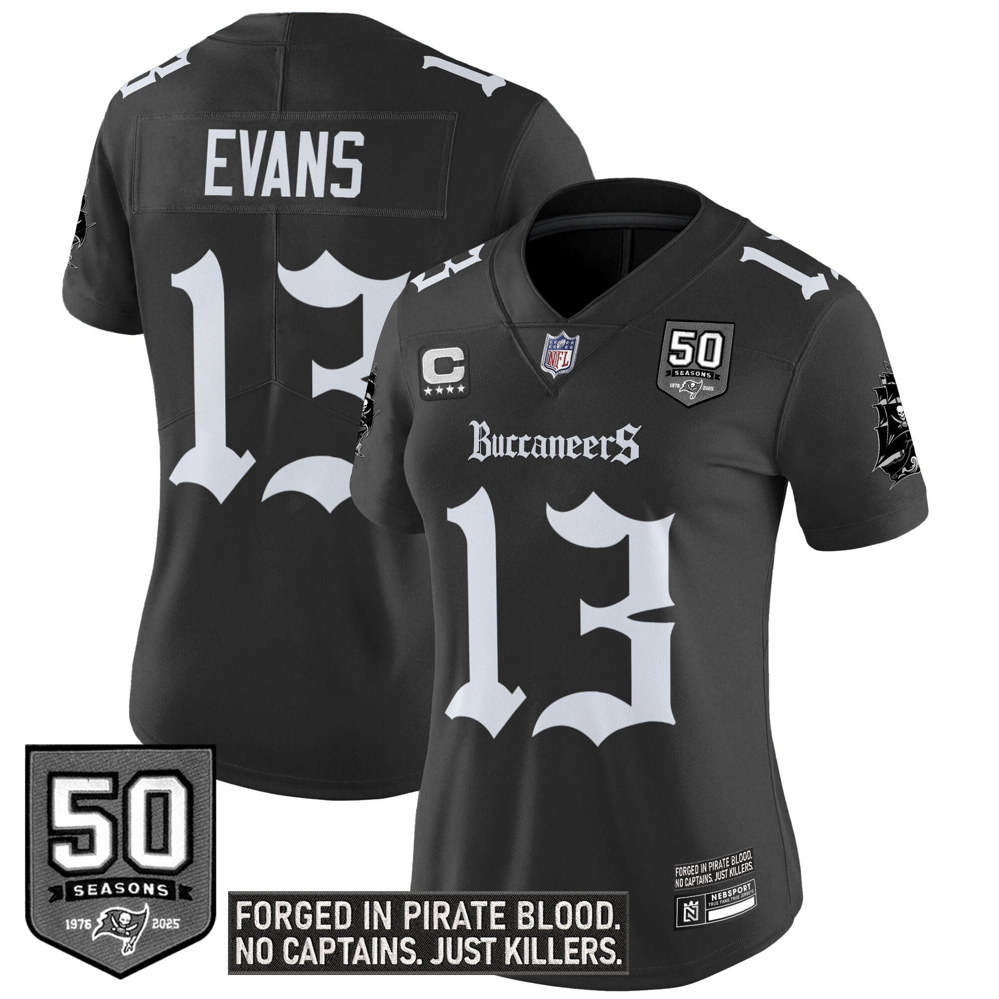 Mike Evans Women's Tampa Bay Buccaneers 'Gothic Pirate Shadows Edition' Vapor Limited Black Jersey - All Stitched