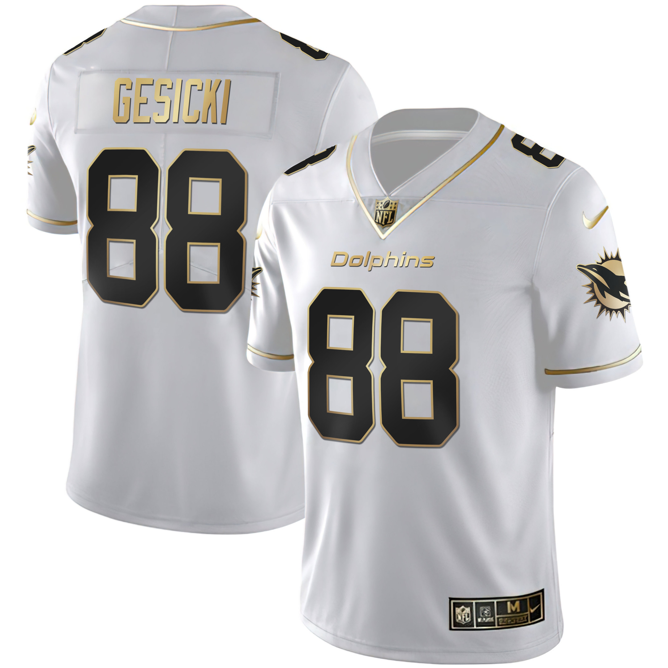 Mike Gesicki Men's Miami Dolphins White Gold & Black Gold White Gold Jersey - All Stitched