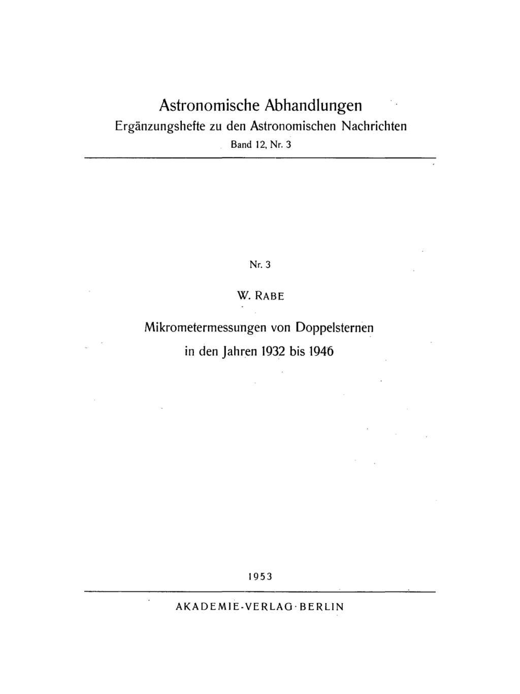 Mikrometermessungen von Doppelsternen in den Jahren 1932 bis 1946 1st Edition â€“ PDF/EPUB Version Downloadable