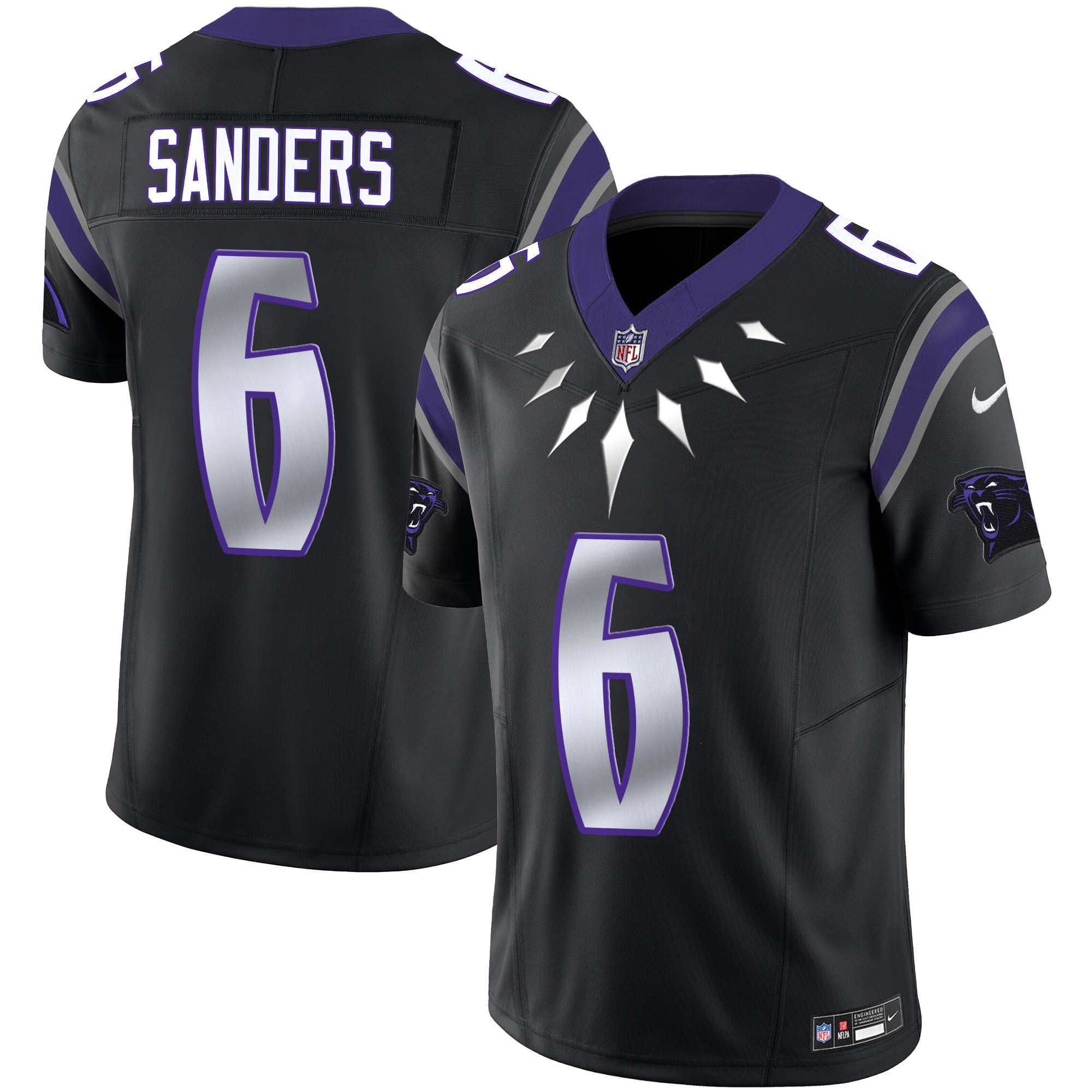 Miles Sanders Men's Carolina Panthers Wakanda Vapor Limited Black Jersey - All Stitched
