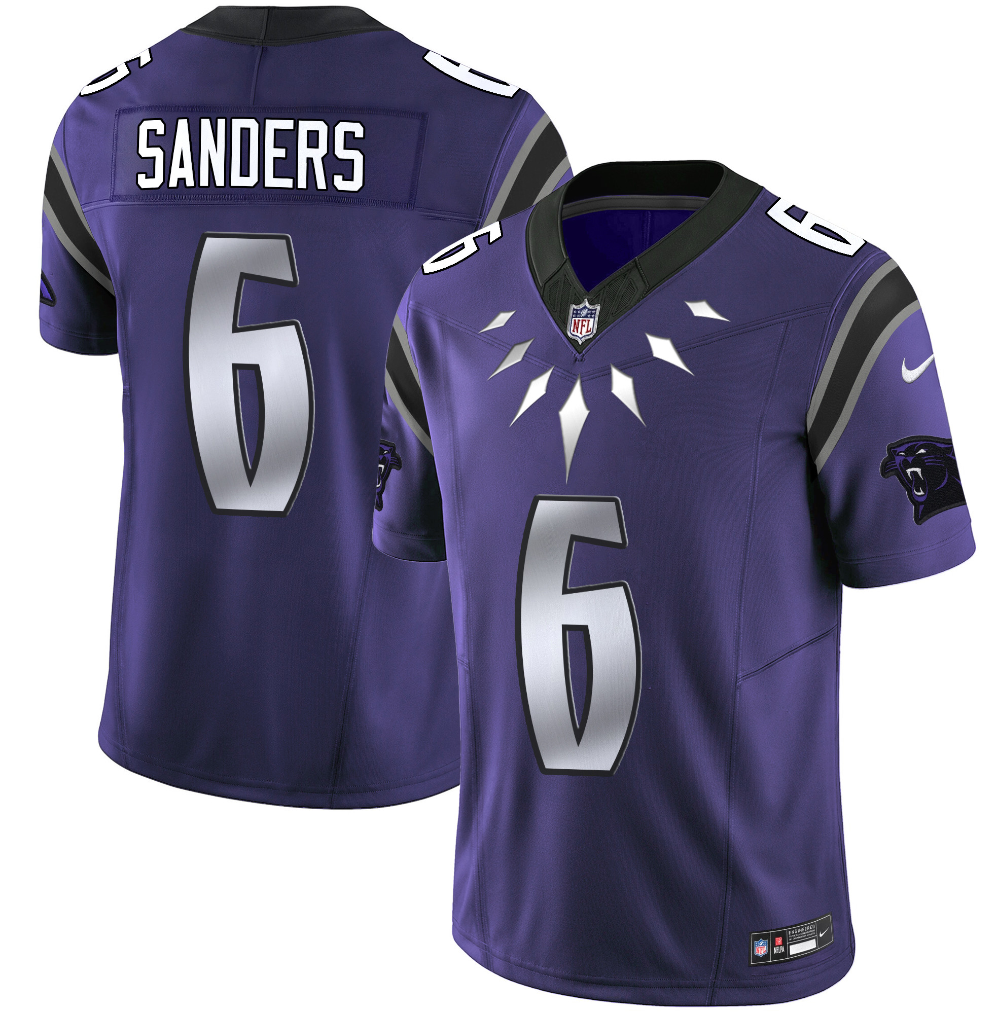 Miles Sanders Men's Carolina Panthers Wakanda Vapor Limited Purple Jersey - All Stitched