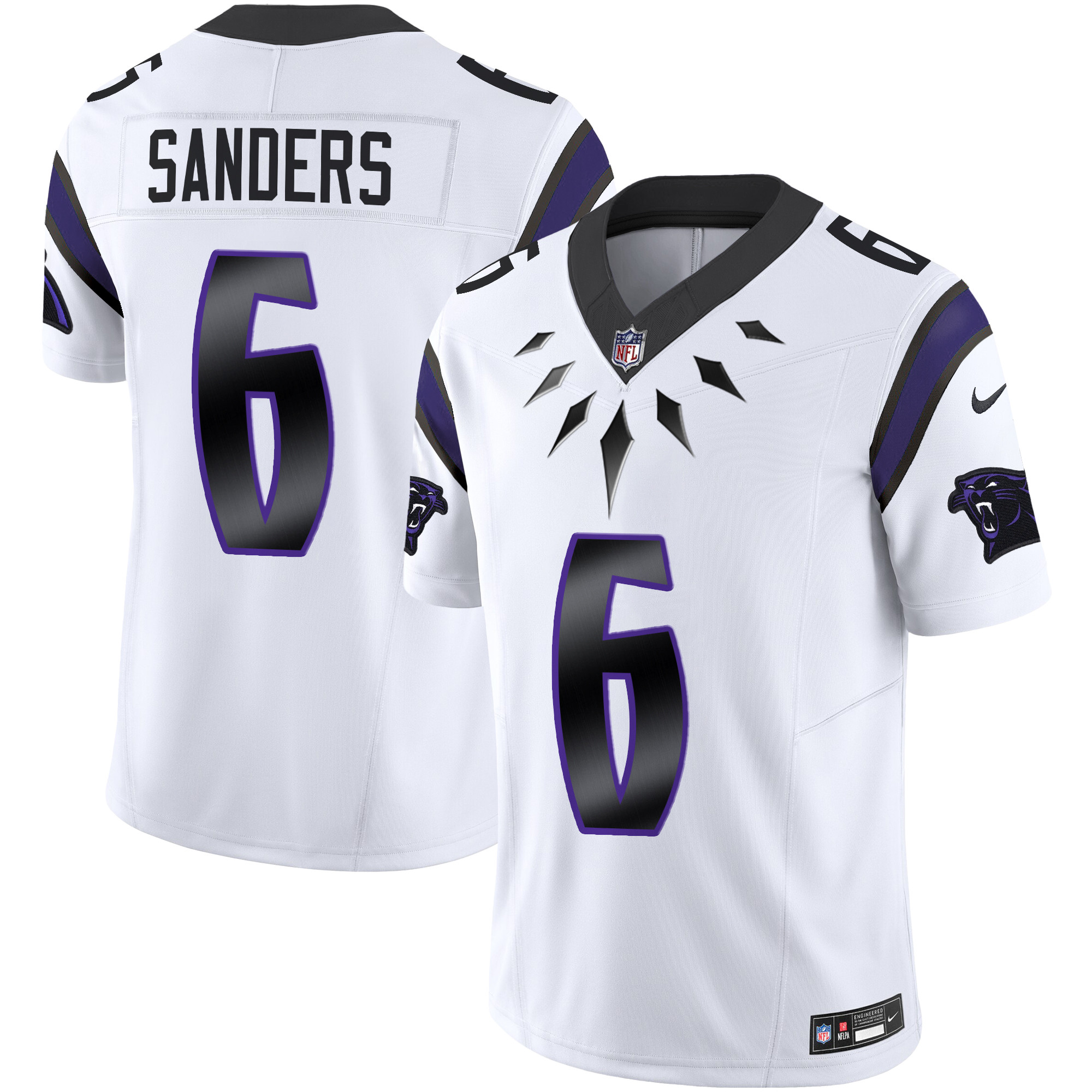 Miles Sanders Men's Carolina Panthers Wakanda Vapor Limited White Jersey - All Stitched