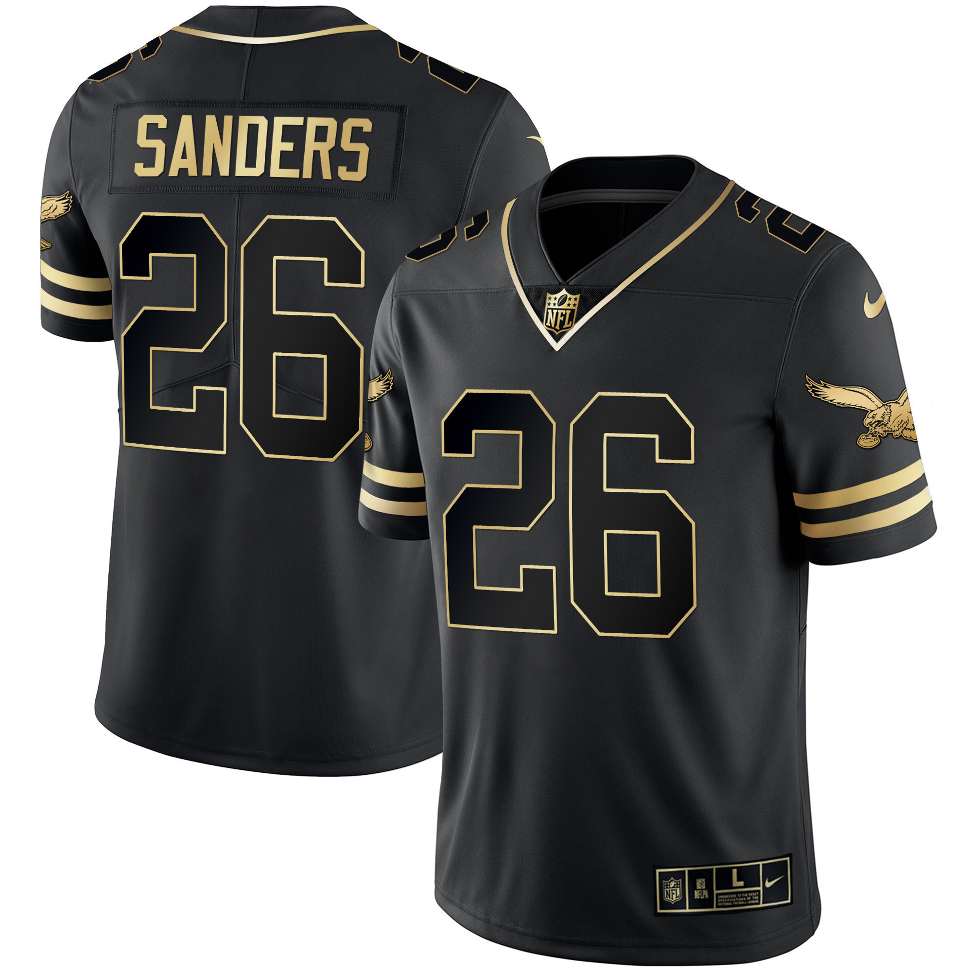 Miles Sanders Men's Philadelphia Eagles Gold & Kelly Vapor Black Gold Jersey - All Stitched