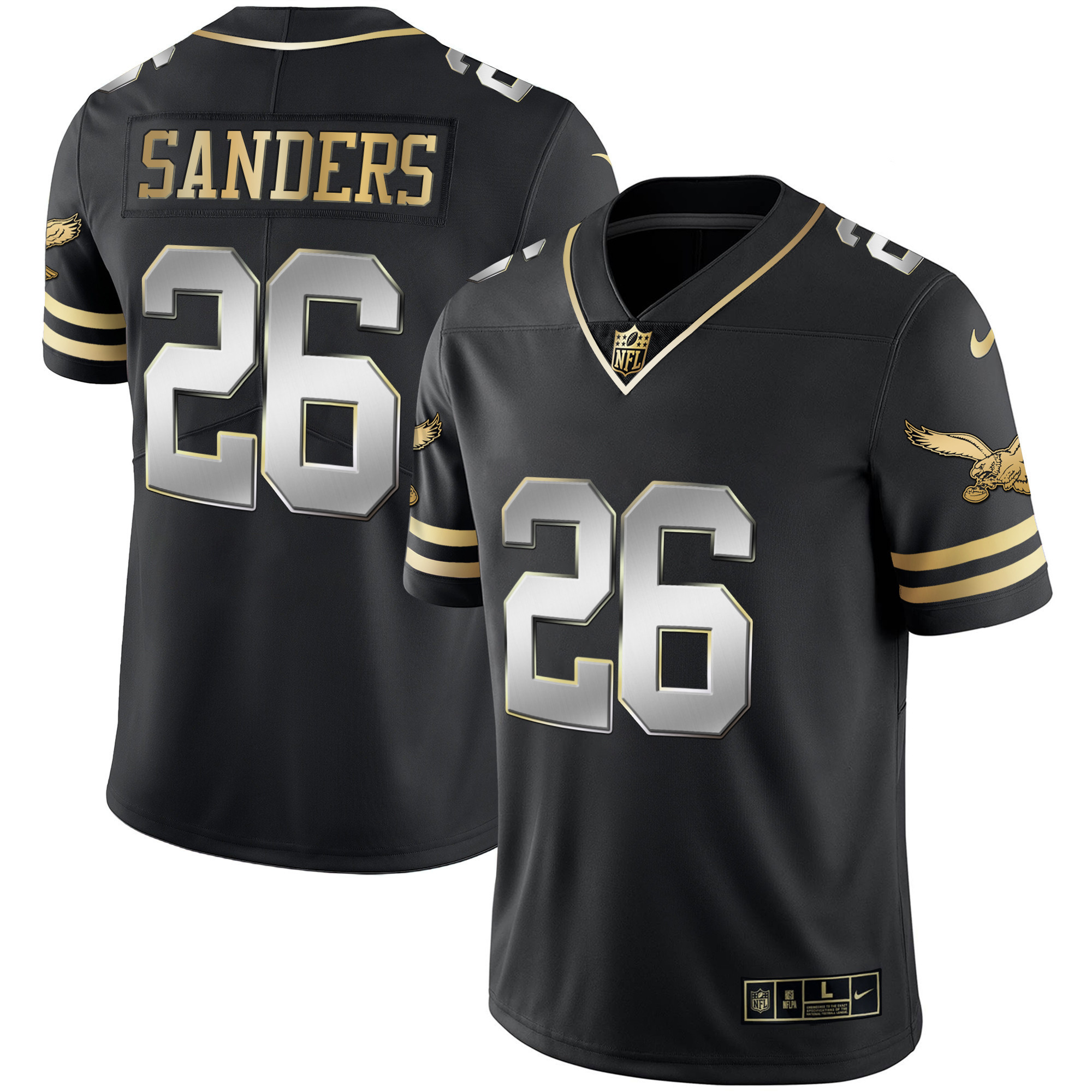 Miles Sanders Men's Philadelphia Eagles Gold & Kelly Vapor Black Limited Jersey - All Stitched