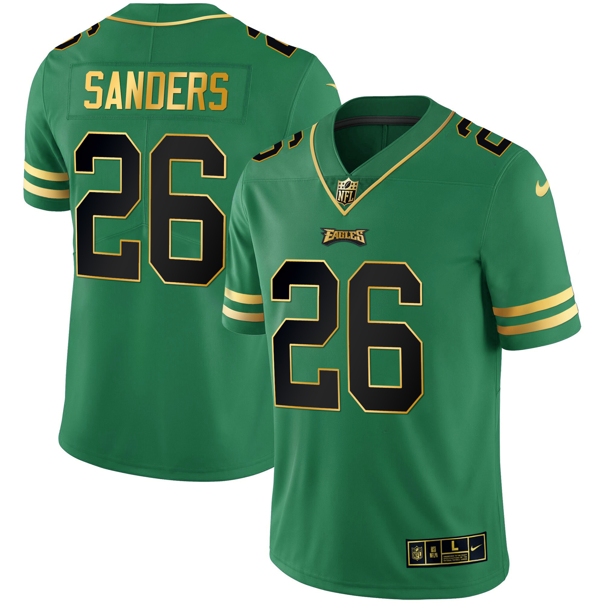 Miles Sanders Men's Philadelphia Eagles Gold & Kelly Vapor Kelly Green Jersey - All Stitched