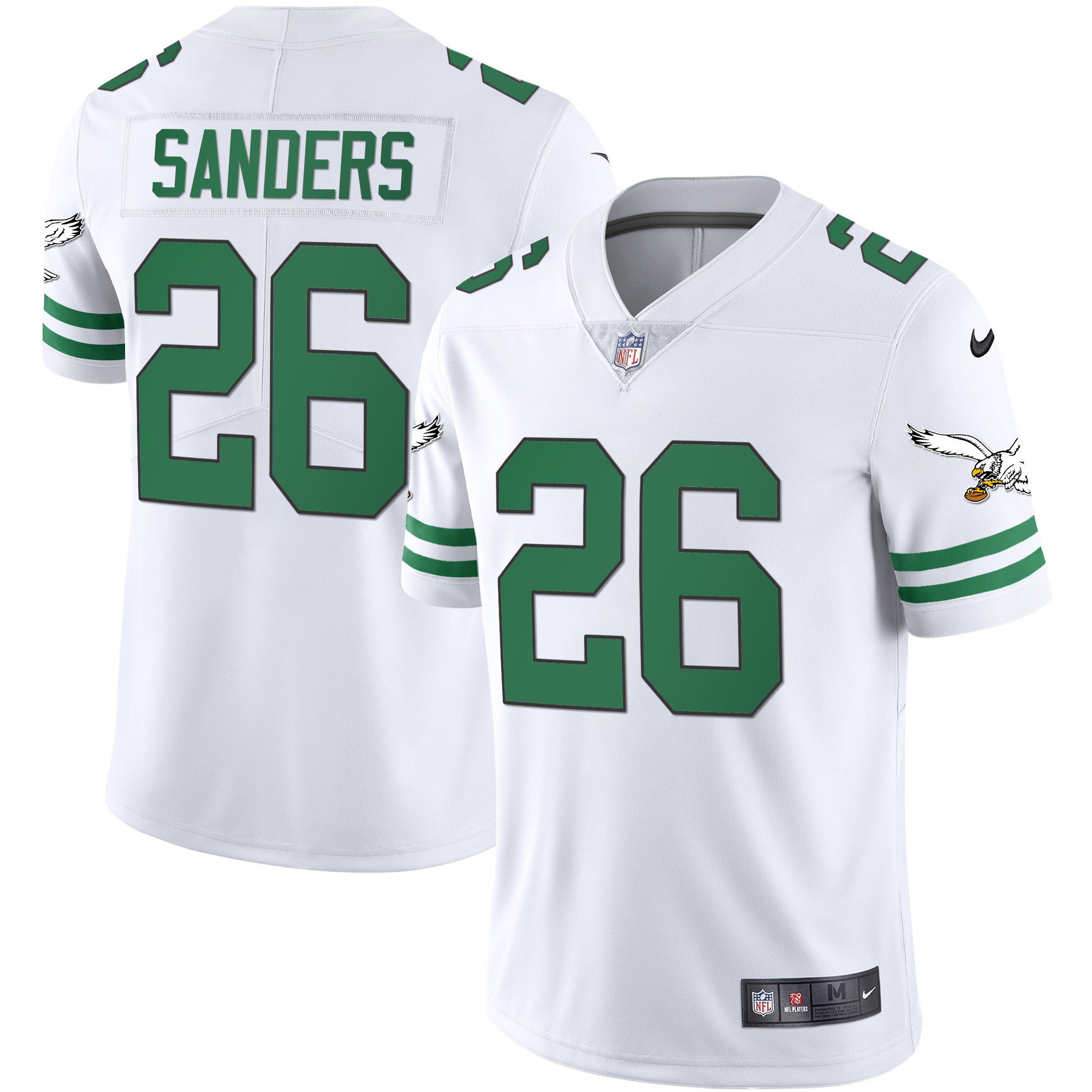 Miles Sanders Men's Philadelphia Eagles Gold & Kelly Vapor Kelly White Jersey - All Stitched