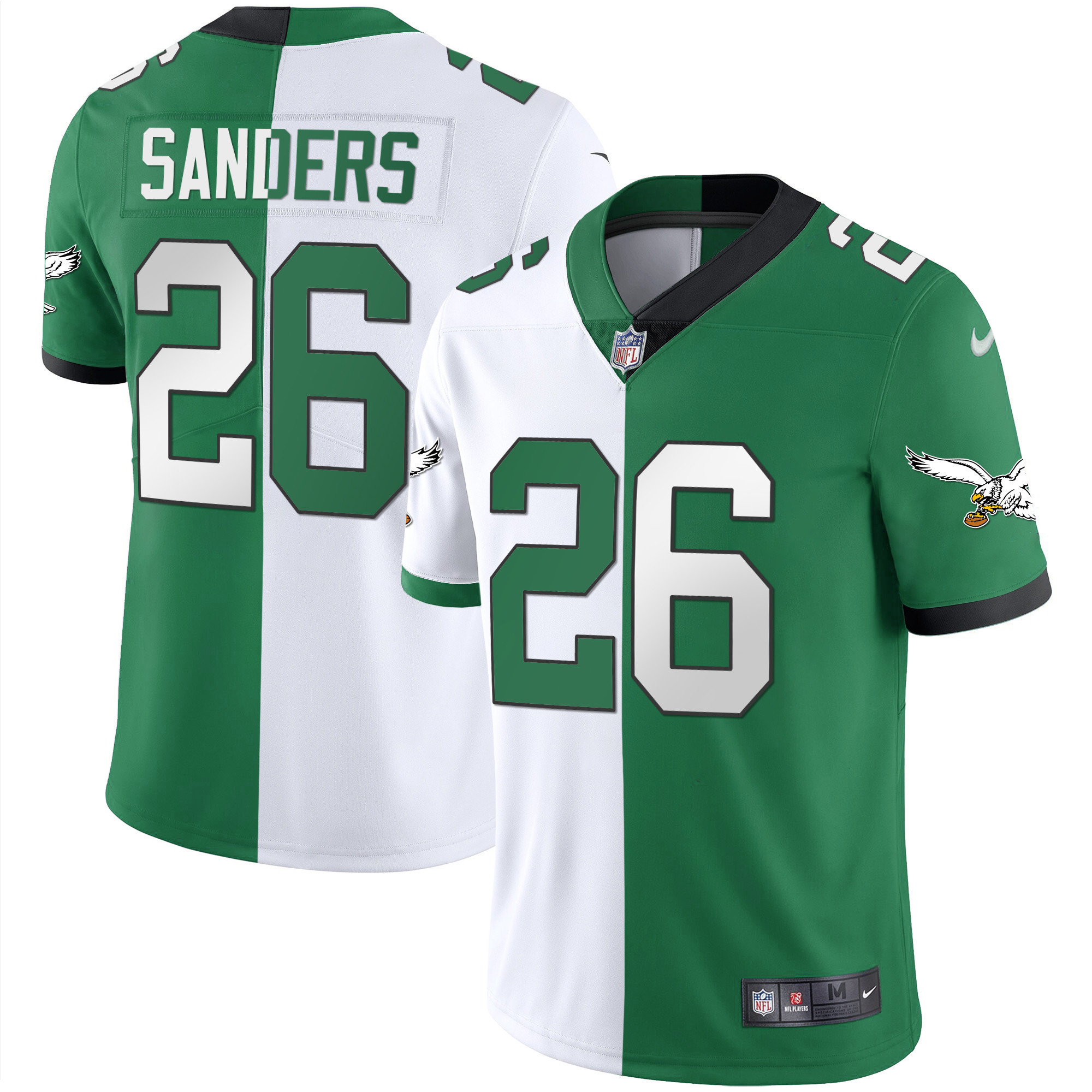 Miles Sanders Men's Philadelphia Eagles Gold & Kelly Vapor Split Jersey - All Stitched