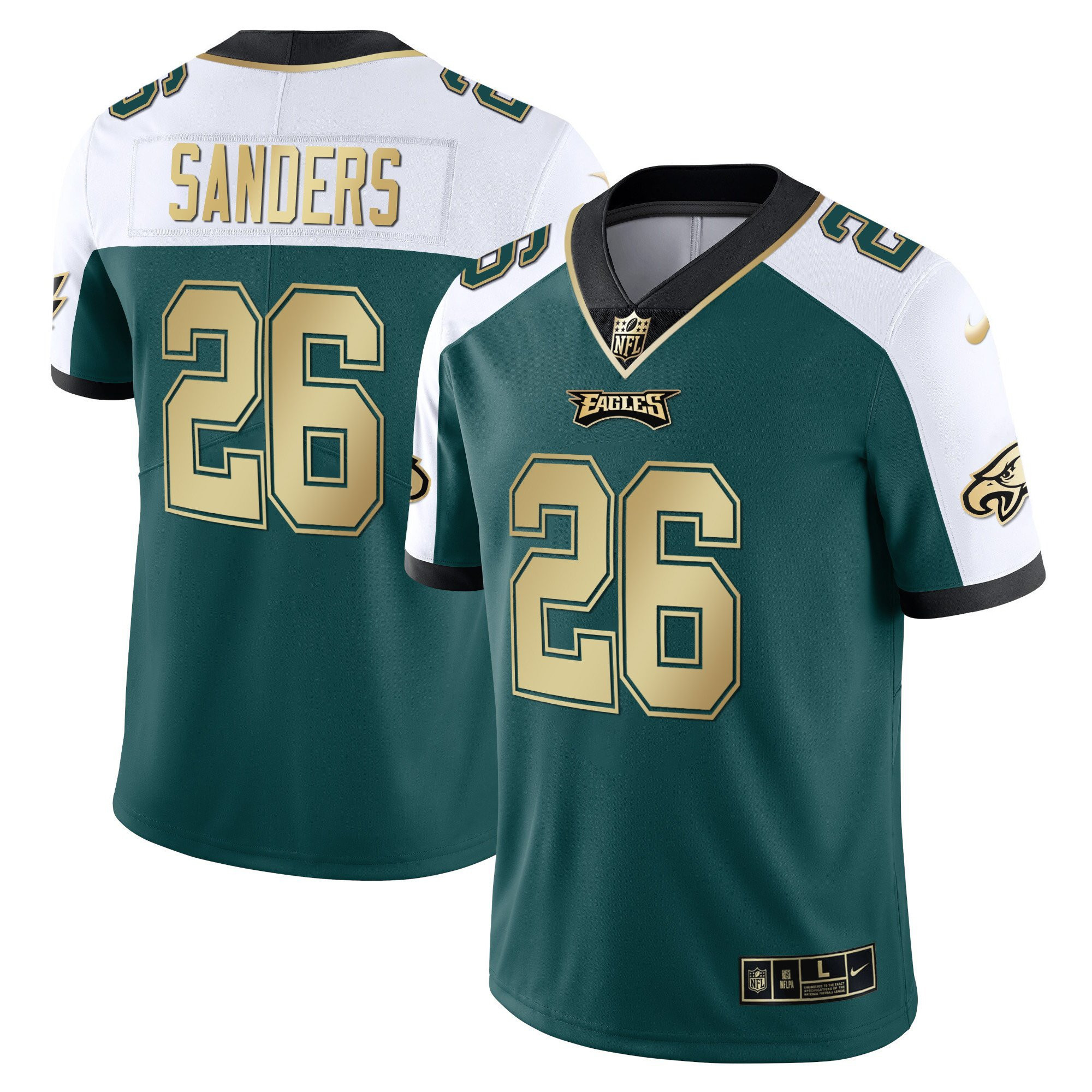 Miles Sanders Men's Philadelphia Eagles Gold & Split Vapor - All Stitched Alternate Green Jersey - All Stitched
