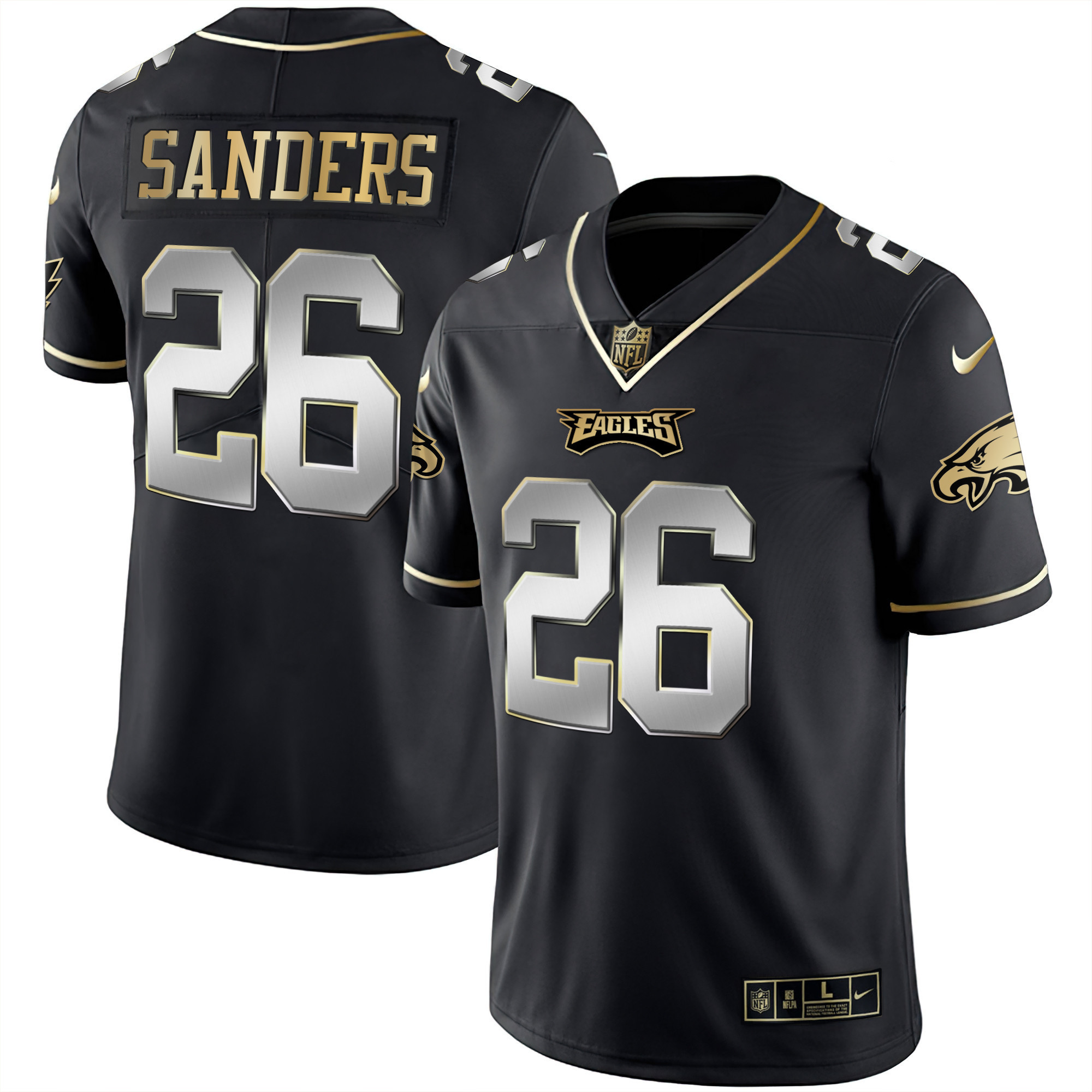 Miles Sanders Men's Philadelphia Eagles Gold & Split Vapor - All Stitched Black Limited Jersey - All Stitched