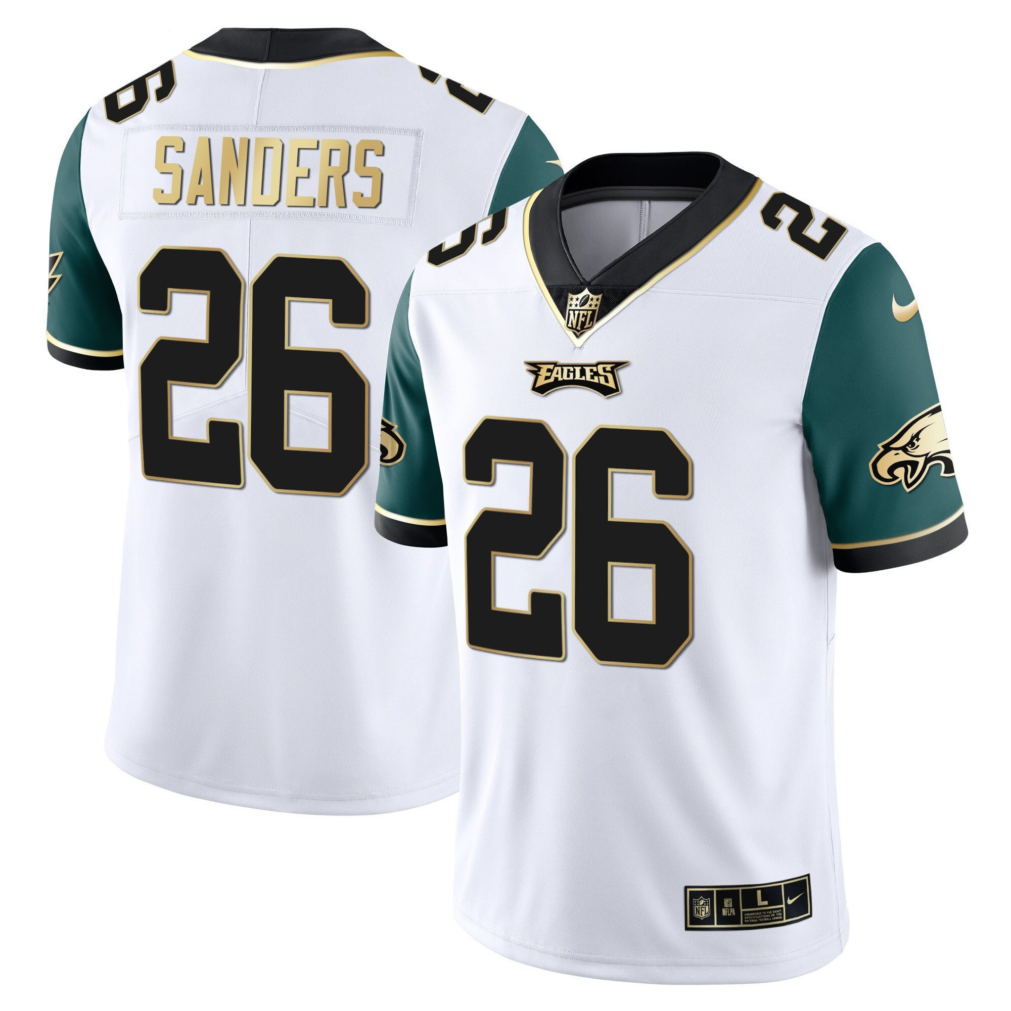 Miles Sanders Men's Philadelphia Eagles Gold & Split Vapor - All Stitched Midnight Green Sleeves Jersey - All Stitched