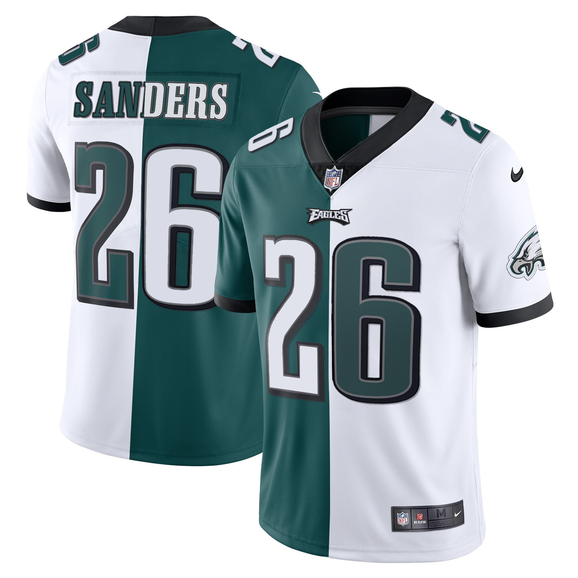 Miles Sanders Men's Philadelphia Eagles Gold & Split Vapor - All Stitched Split Jersey - All Stitched