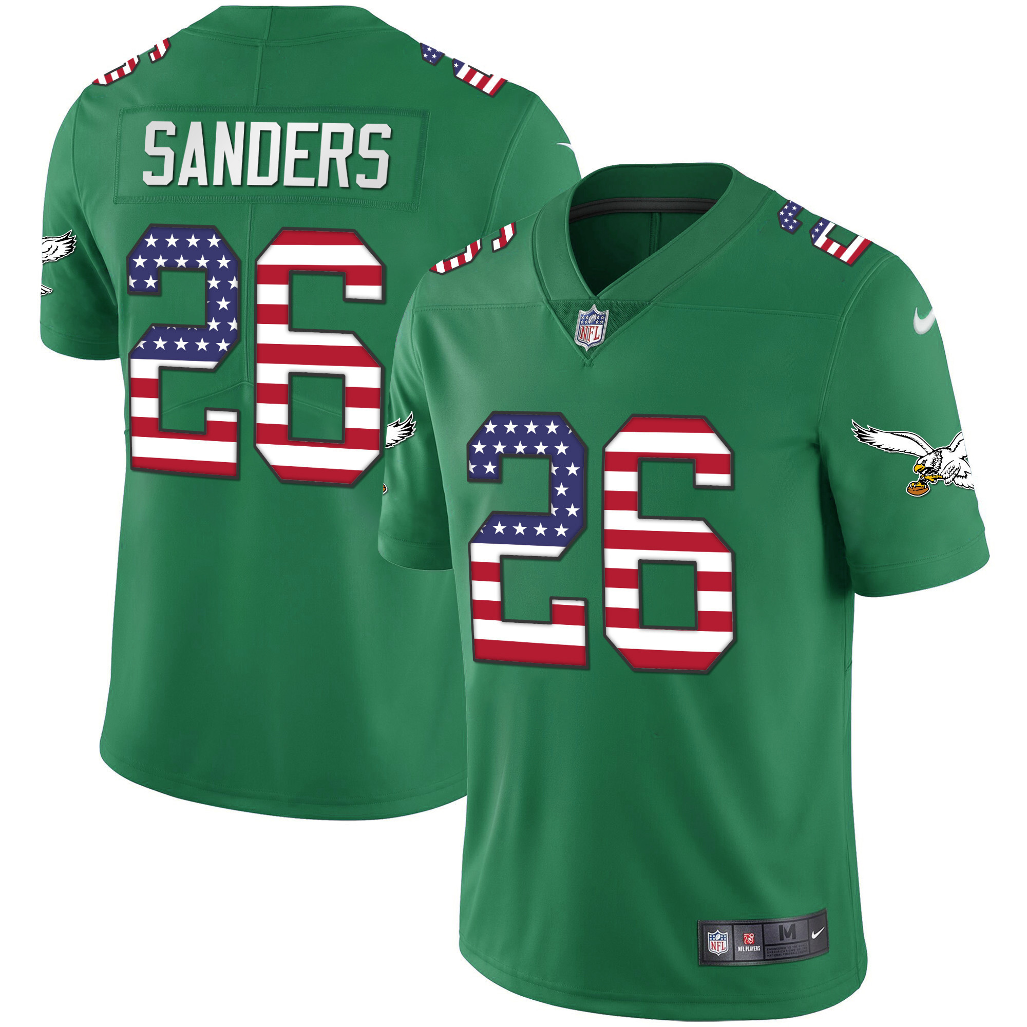 Miles Sanders Men's Philadelphia Eagles Kelly Green Gold Flag Vapor Kelly Green Jersey - All Stitched