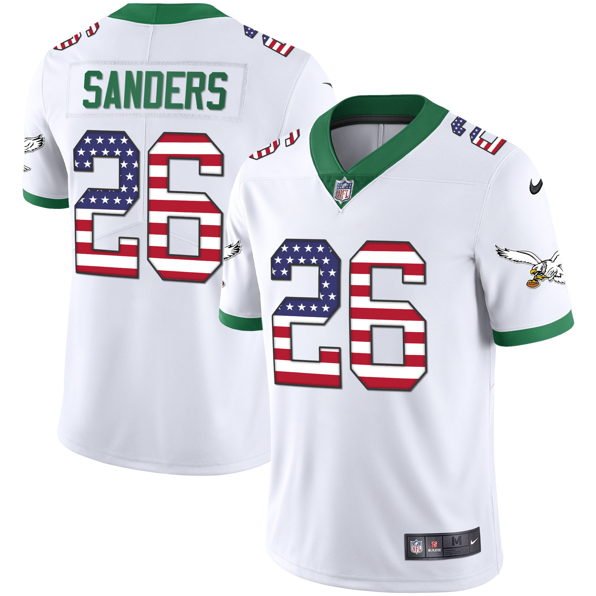 Miles Sanders Men's Philadelphia Eagles Kelly Green Gold Flag Vapor Kelly White Jersey - All Stitched