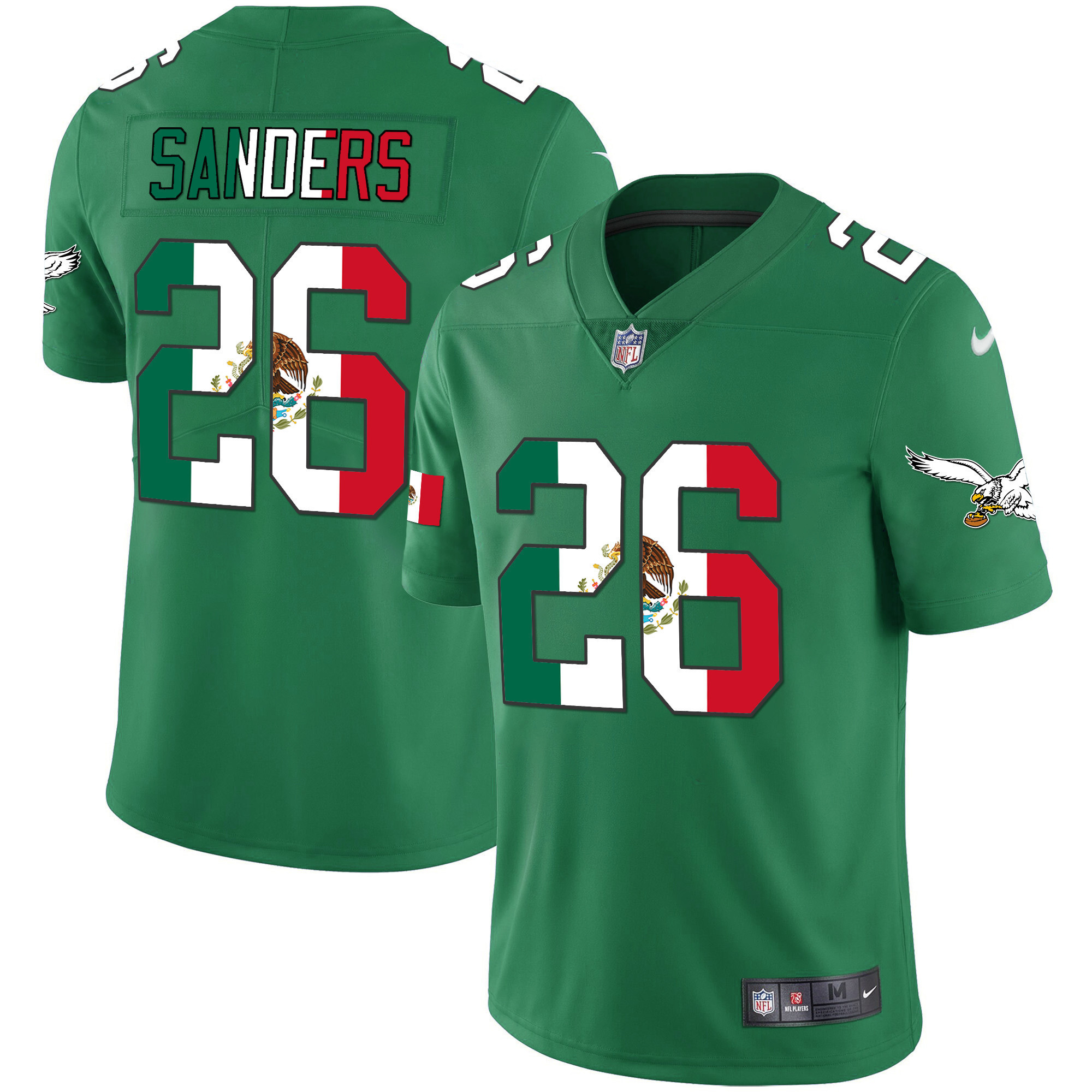 Miles Sanders Men's Philadelphia Eagles Mexico Gold & Kelly Vapor Kelly Green Jersey - All Stitched