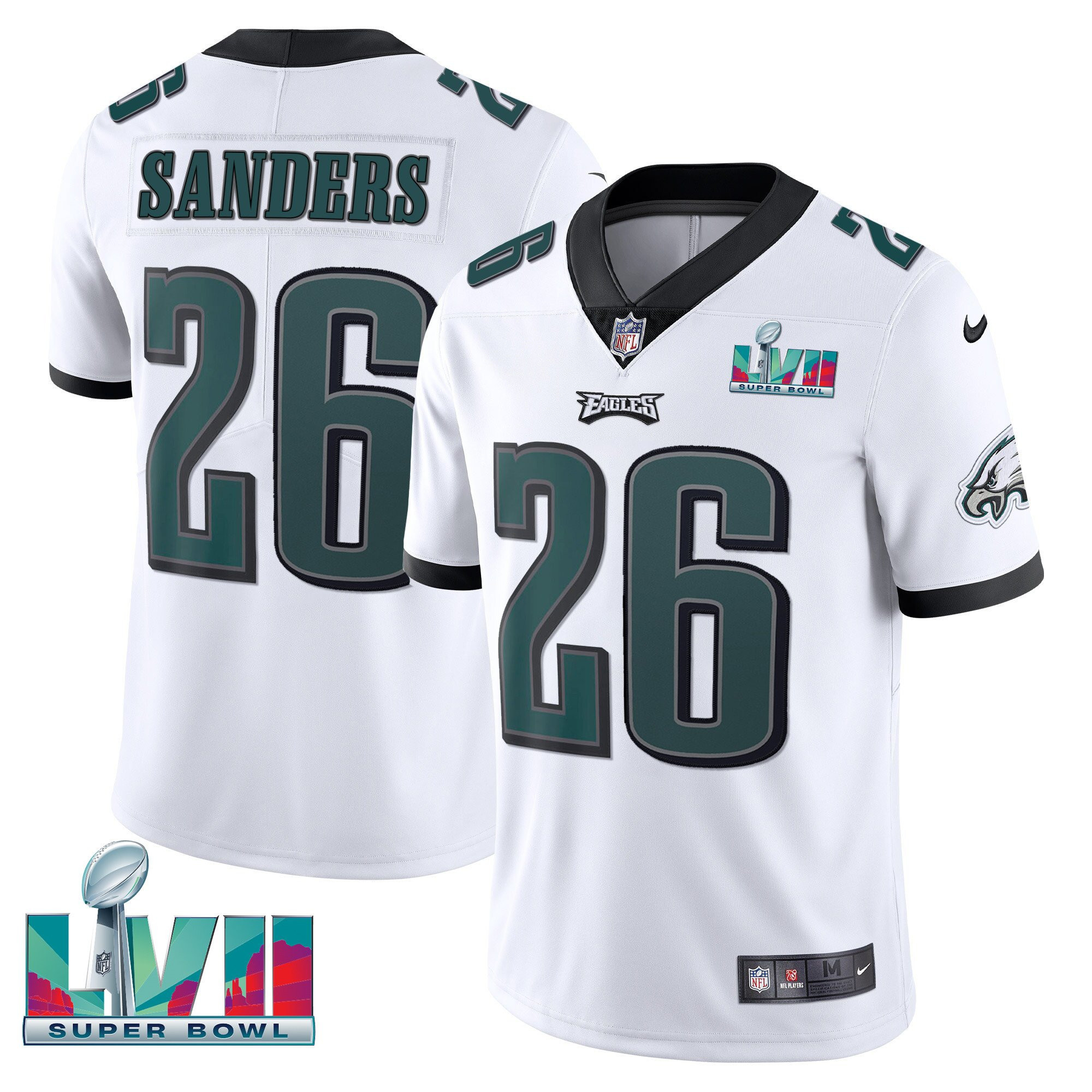 Miles Sanders Men's Philadelphia Eagles Super Bowl Patch Vapor White Jersey - All Stitched