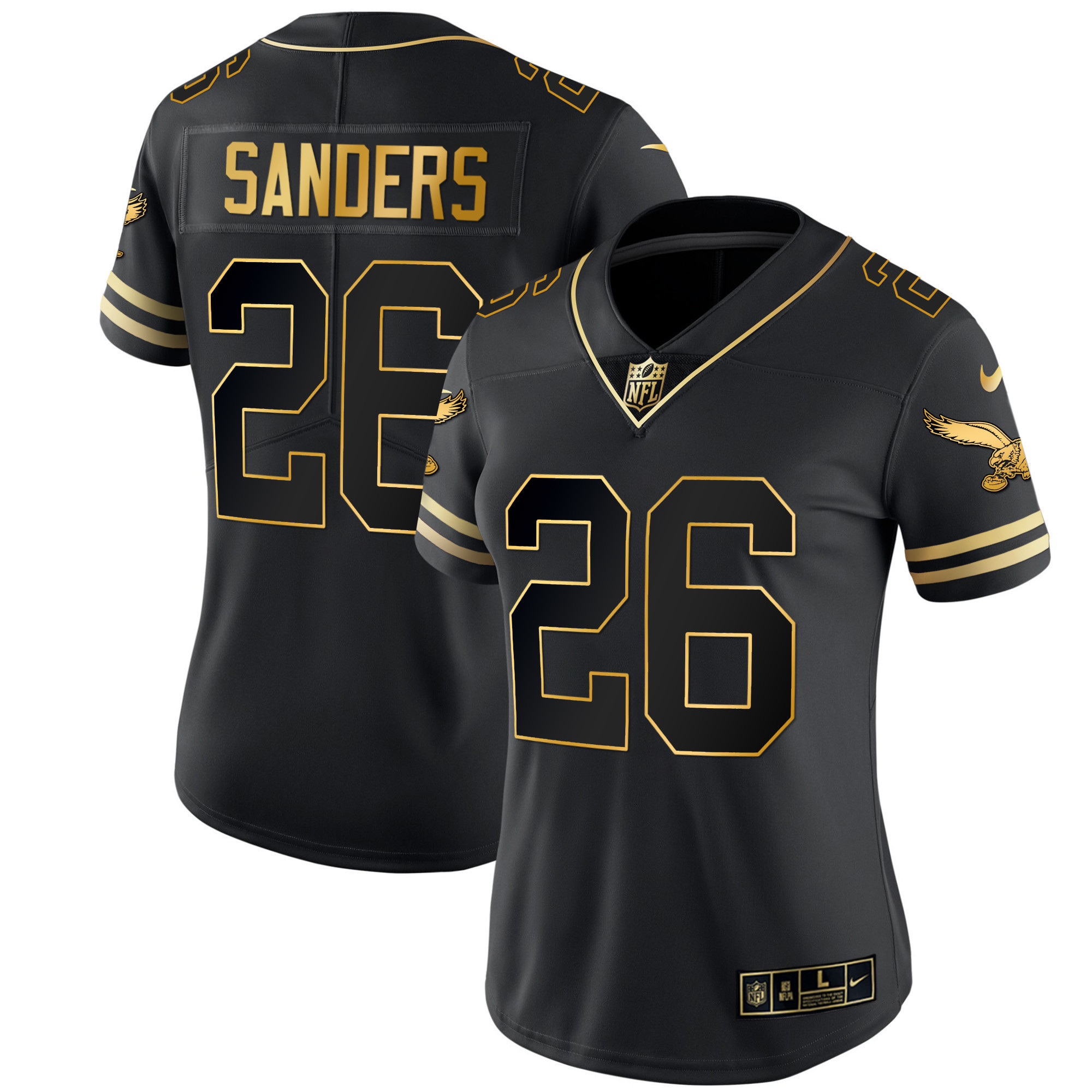 Miles Sanders Women's Philadelphia Eagles Gold & Kelly Vapor Black Gold Jersey - All Stitched