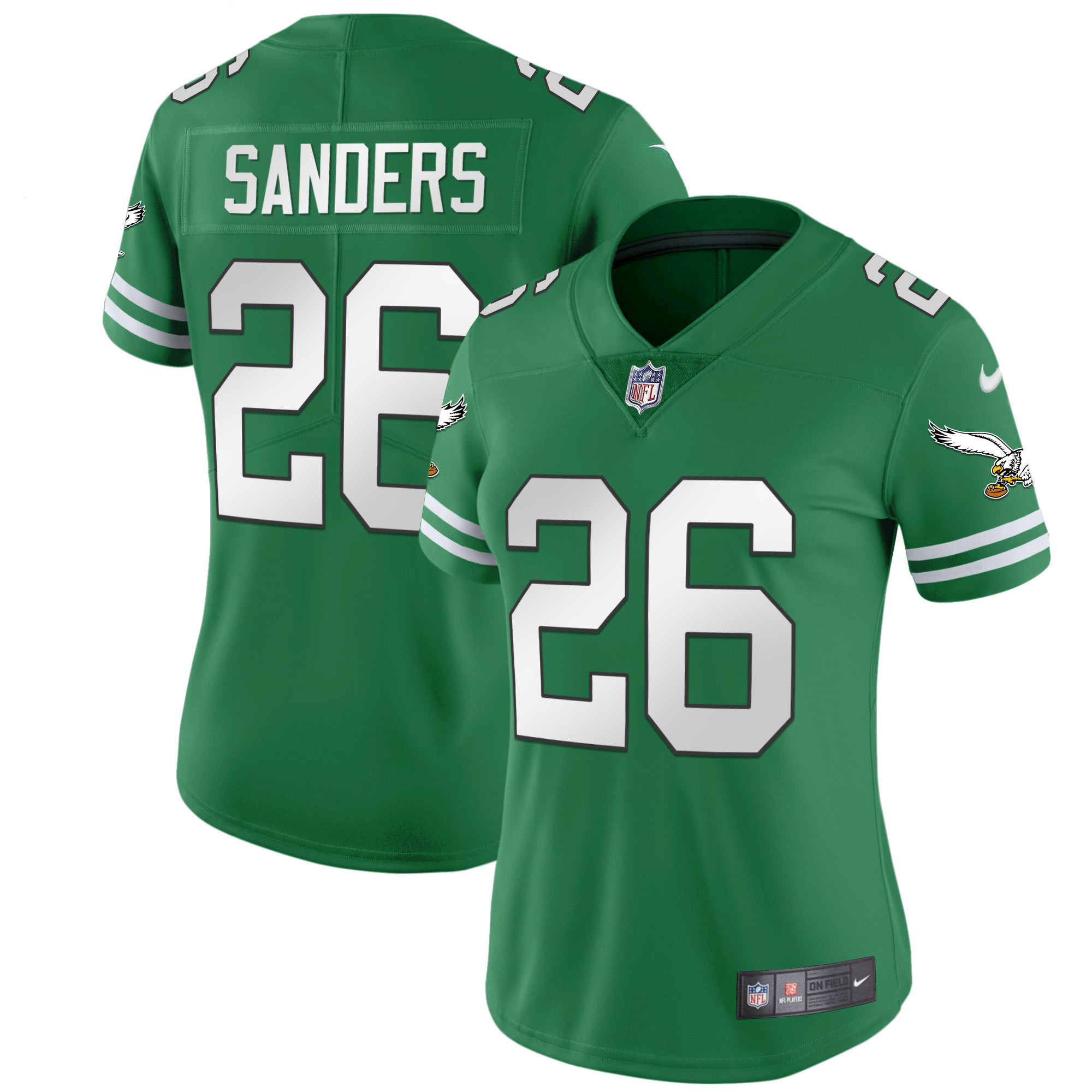 Miles Sanders Women's Philadelphia Eagles Gold & Kelly Vapor Kelly Green Jersey - All Stitched