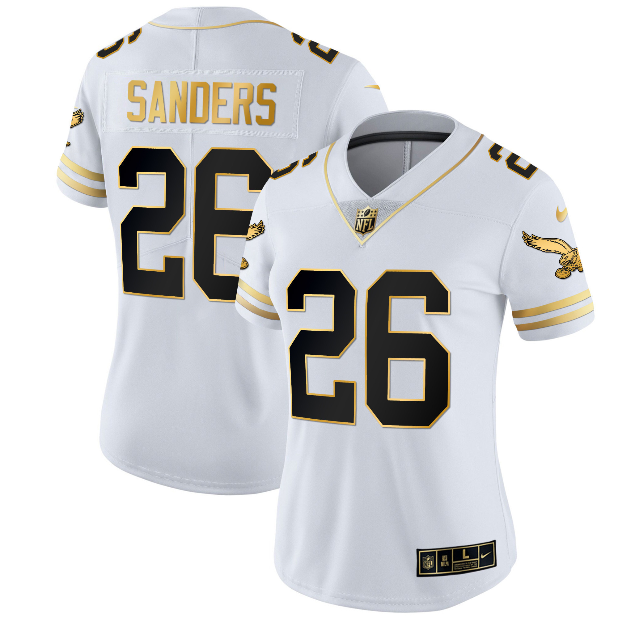 Miles Sanders Women's Philadelphia Eagles Gold & Kelly Vapor White Gold Jersey - All Stitched