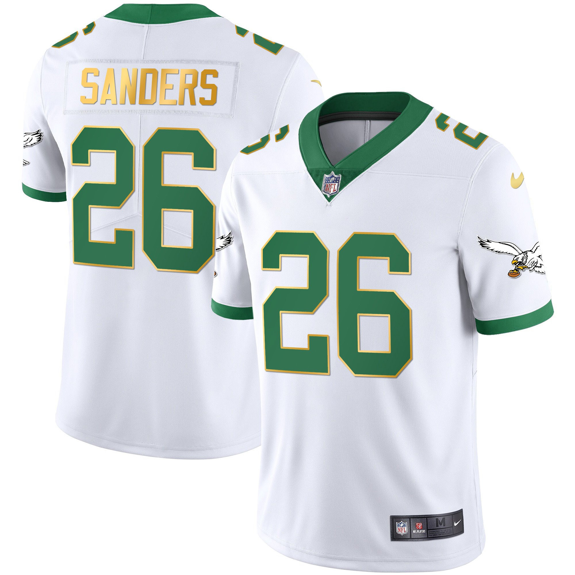 Miles Sanders Youth's Philadelphia Eagles Kelly Green Gold White Gold Trim Jersey - All Stitched