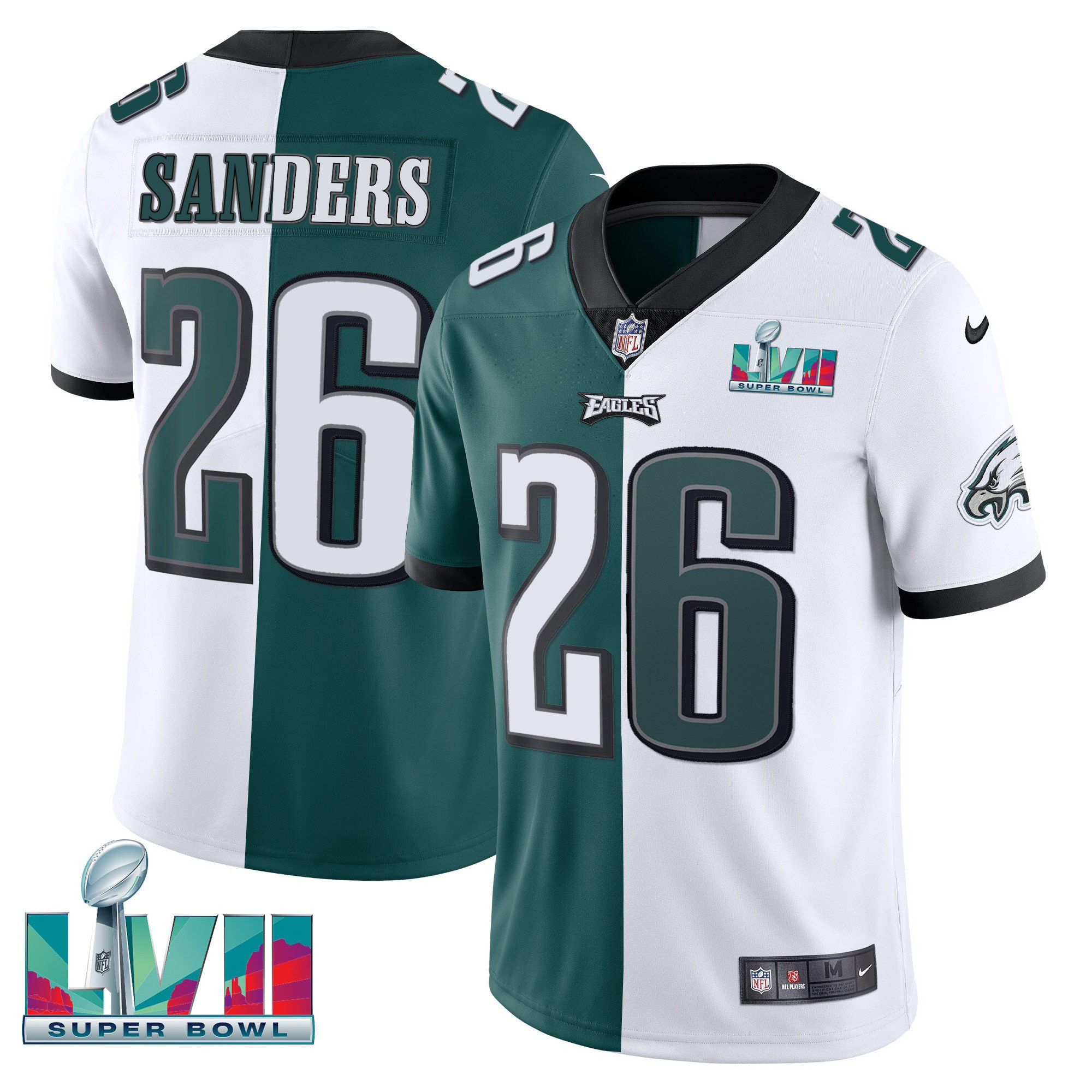 Miles Sanders Youth's Philadelphia Eagles Super Bowl Patch Vapor Split Jersey - All Stitched