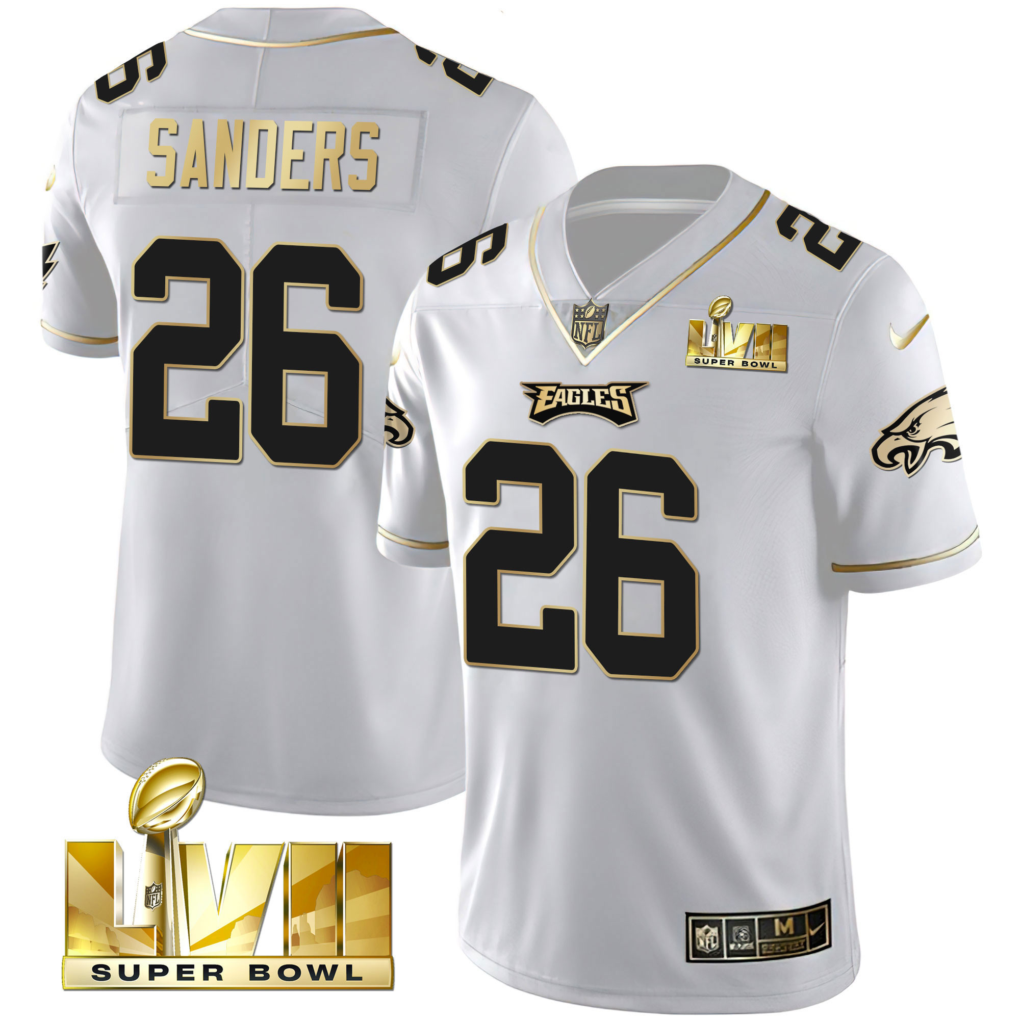 Miles Sanders Youth's Philadelphia Eagles Super Bowl Vapor Gold White Gold Jersey - All Stitched