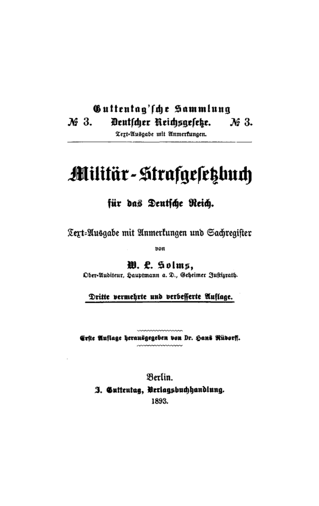 MilitÃ¤r-Strafgesetzbuch fÃ¼r das Deutsche Reich Text-Ausgabe mit Anmerkungen und Sachregister 3rd Edition â€“ PDF/EPUB Version Downloadable