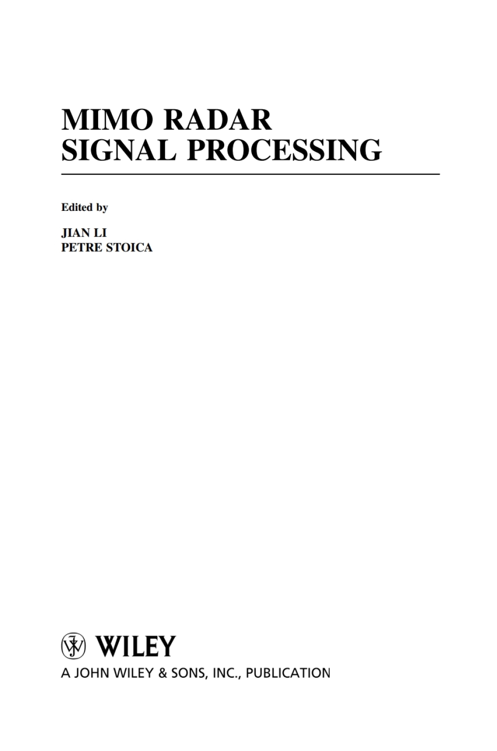 MIMO Radar Signal Processing 1st Edition â€“ PDF/EPUB Version Downloadable