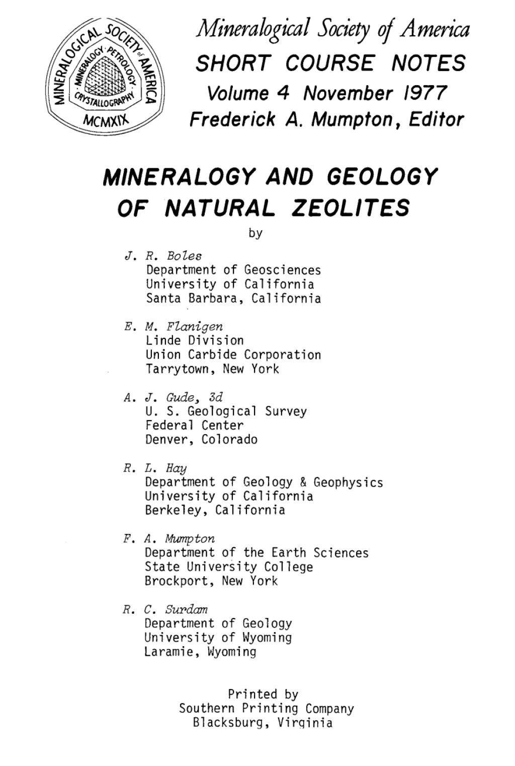 Mineralogy and Geology of Natural Zeolites 1st Edition â€“ PDF/EPUB Version Downloadable