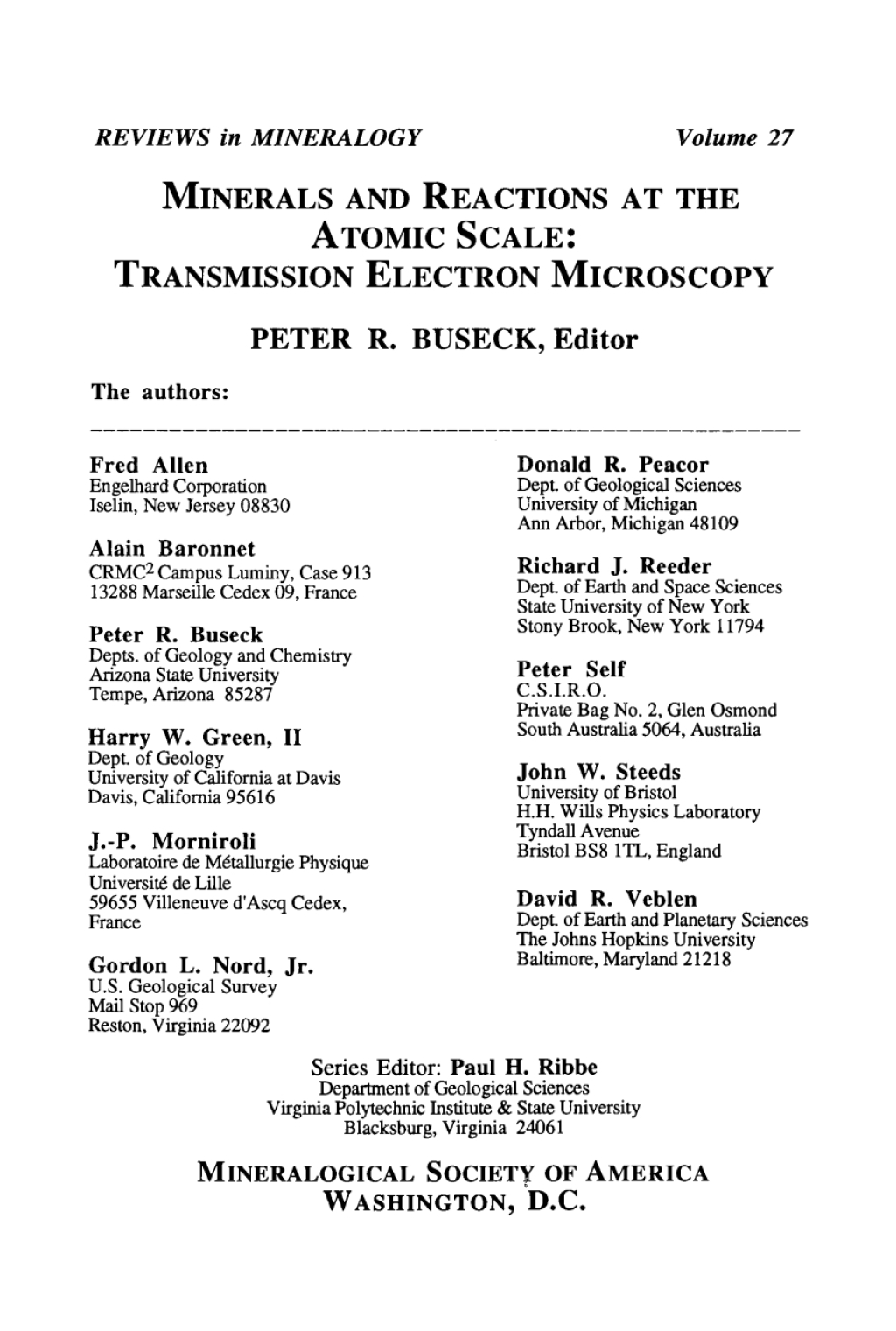 Minerals and Reactions at the Atomic Scale Transmission Electron Microscopy 1st Edition â€“ PDF/EPUB Version Downloadable