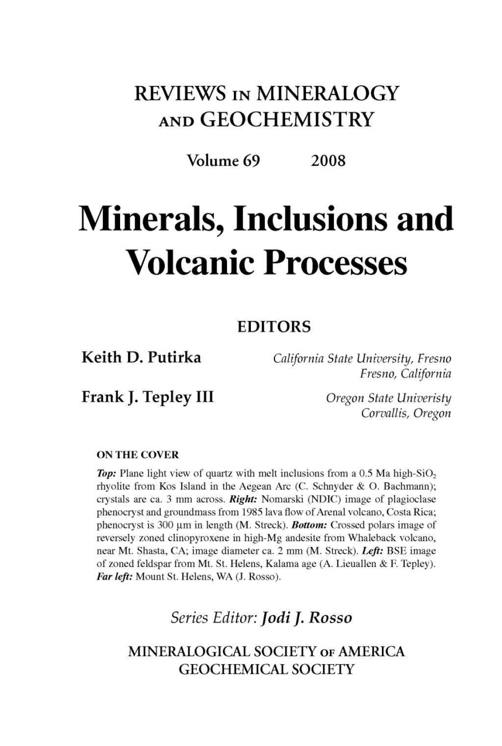 Minerals, Inclusions And Volcanic Processes 1st Edition â€“ PDF/EPUB Version Downloadable