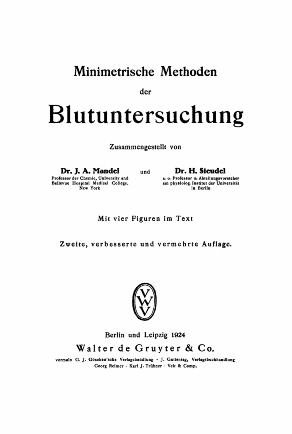 Minimetrische Methoden der Blutuntersuchung 2nd Edition â€“ PDF/EPUB Version Downloadable