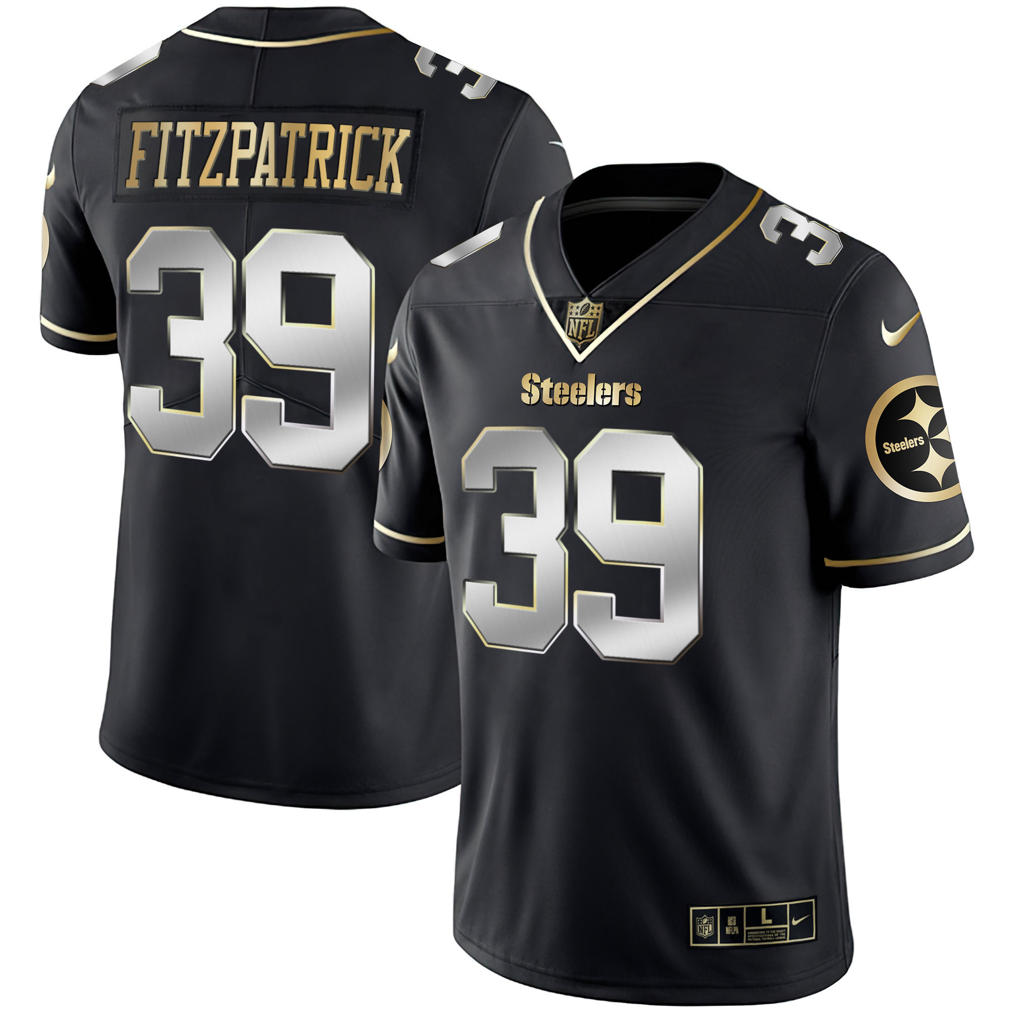 Minkah Fitzpatrick Men's Pittsburgh Steelers Gold & Split - All Stitched Black Limited Jersey - All Stitched